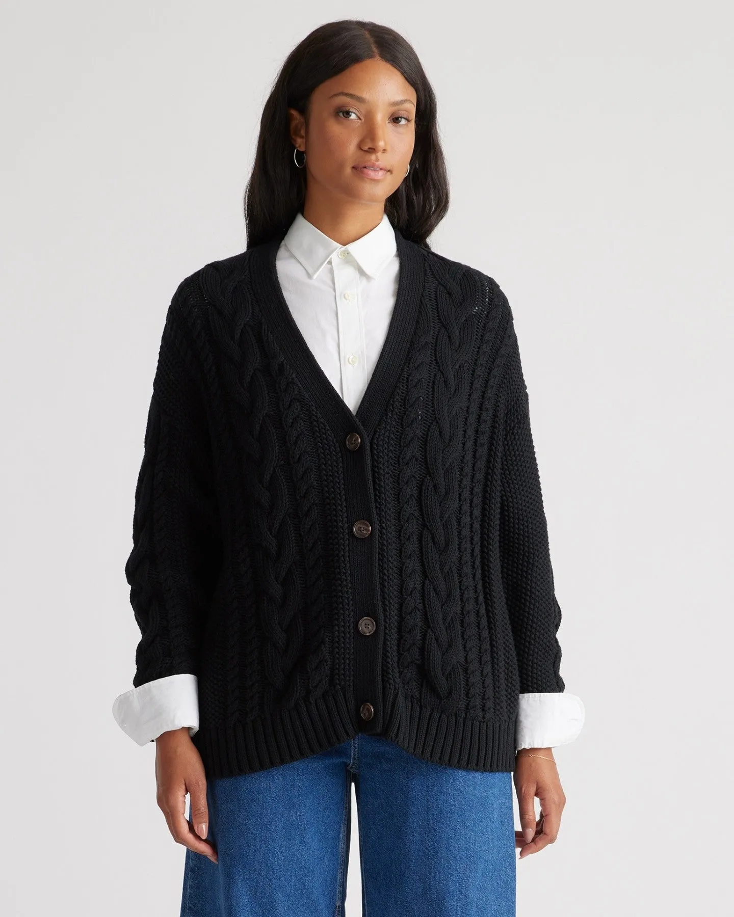 100% Organic Cotton Oversized Cable Cardigan
