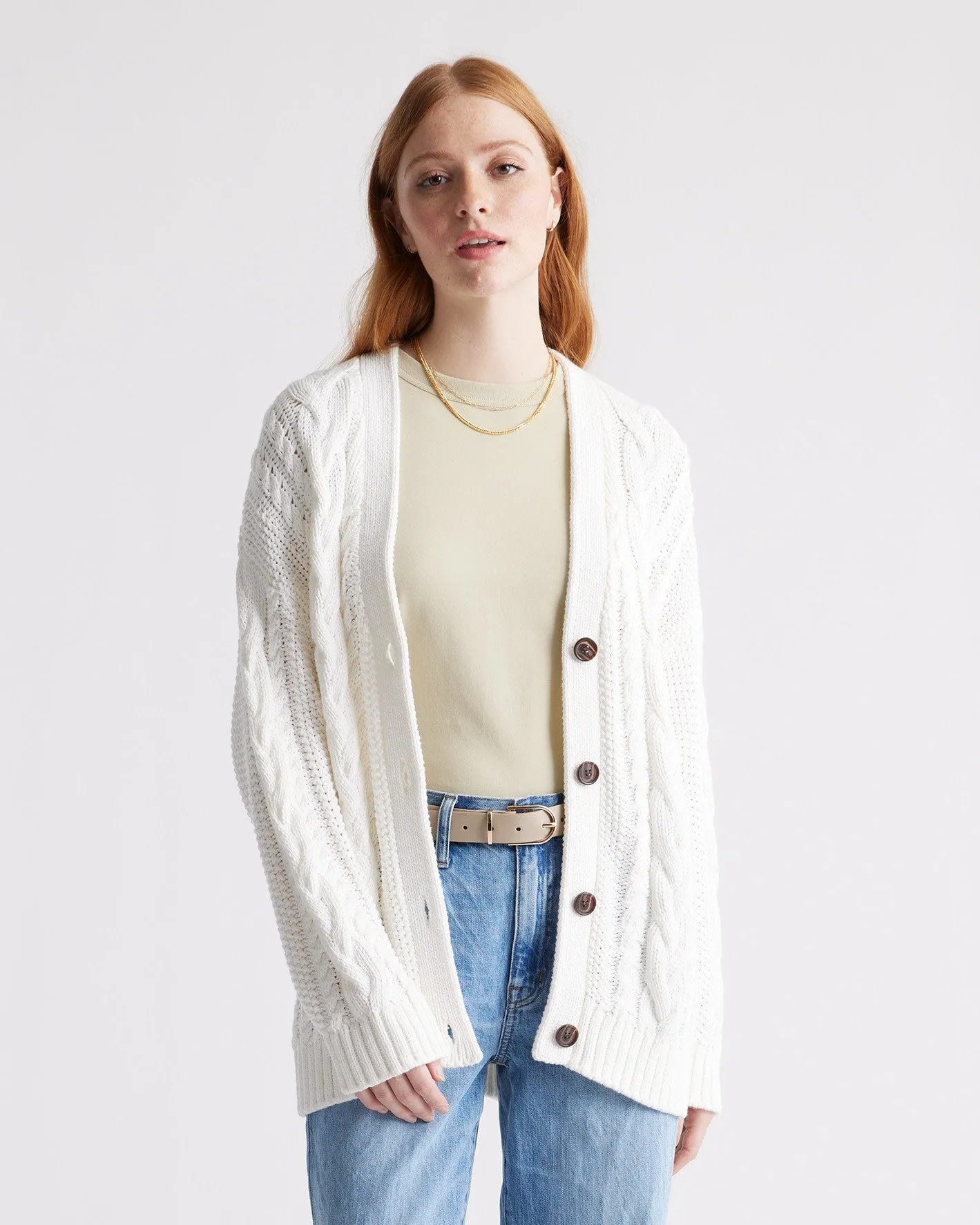 100% Organic Cotton Oversized Cable Cardigan