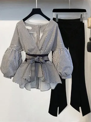 2021 Lantern Long Sleeve Women Blouse Korean Style Sizes S - 3XL