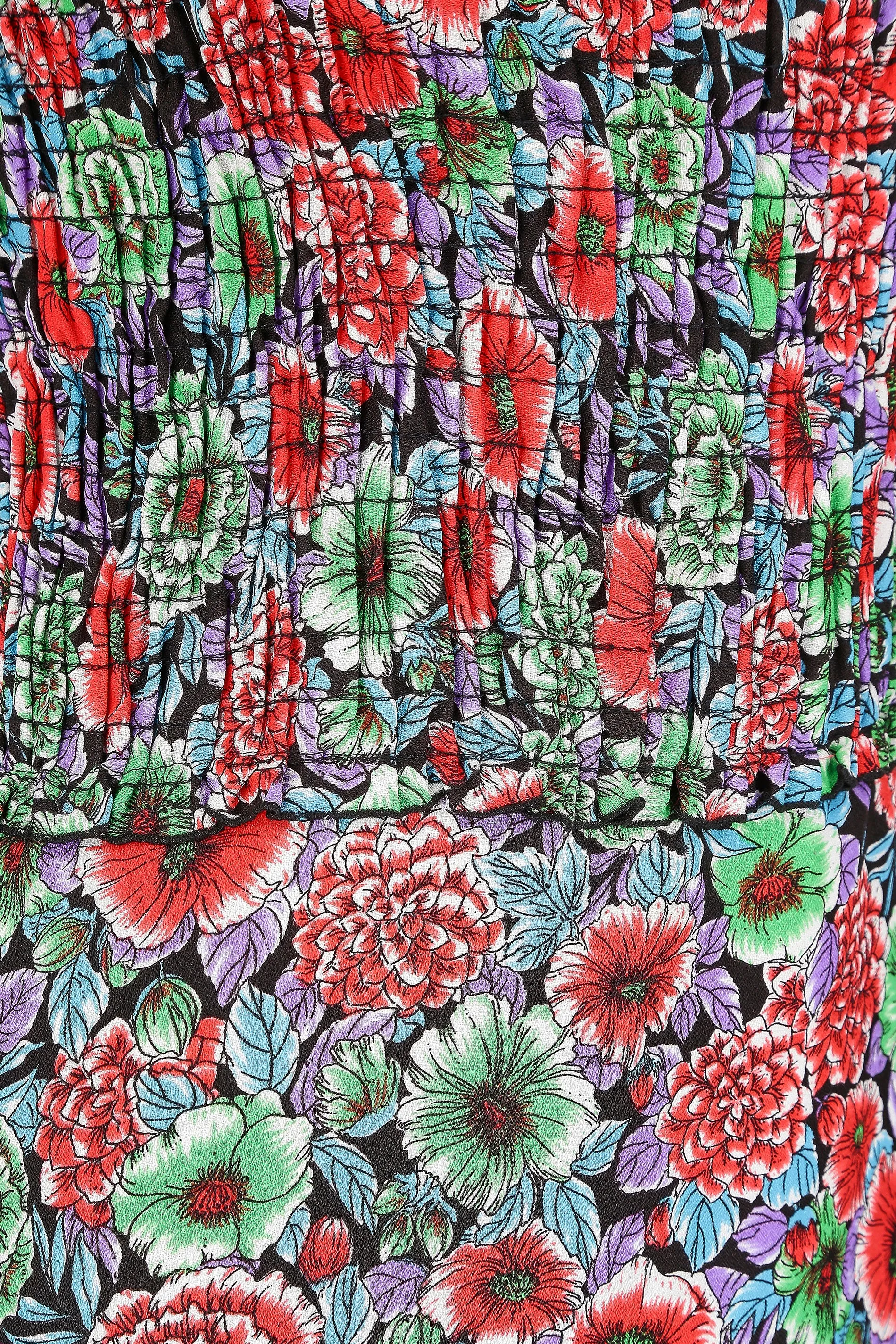 ARCHIVE - 1970s Smocked Floral Maxi Dress