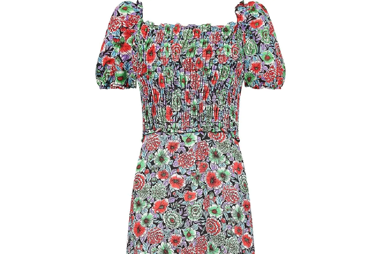 ARCHIVE - 1970s Smocked Floral Maxi Dress
