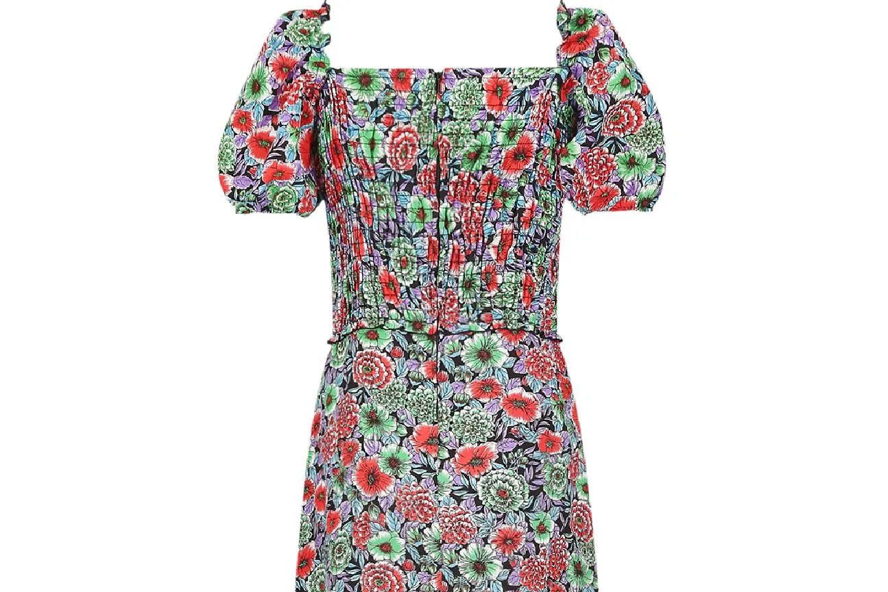 ARCHIVE - 1970s Smocked Floral Maxi Dress