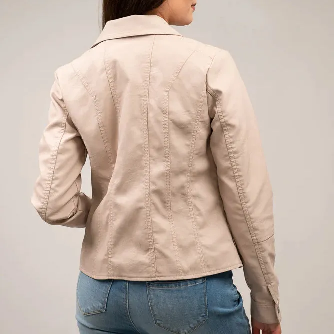 Asymmetric Quilted Faux Leather Jacket