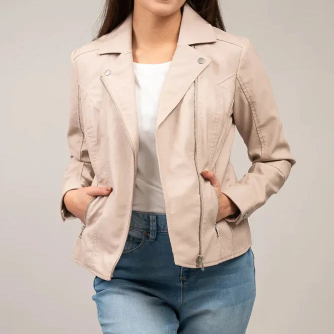 Asymmetric Quilted Faux Leather Jacket