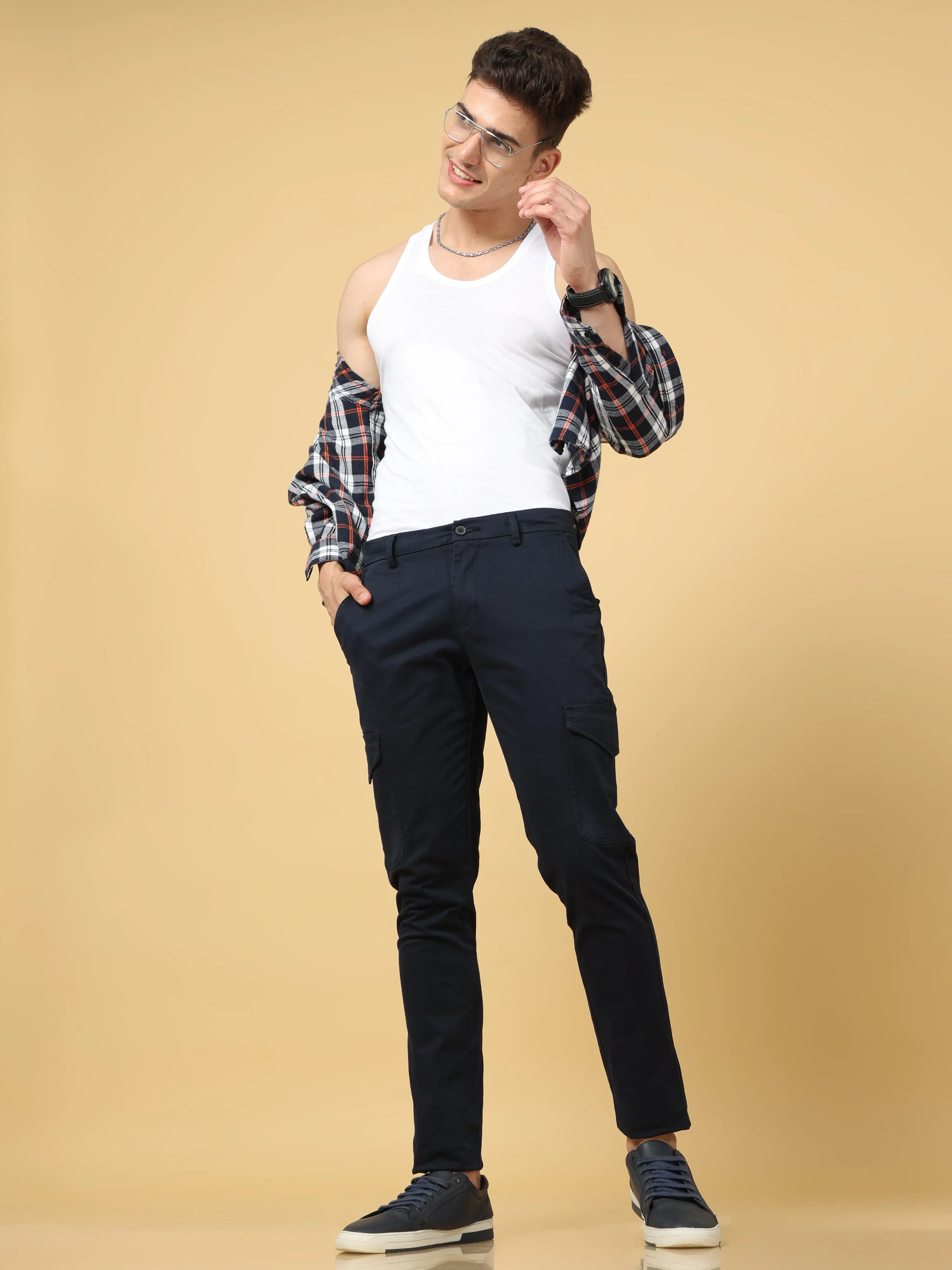 Basic Navy Slim Fit Cargo