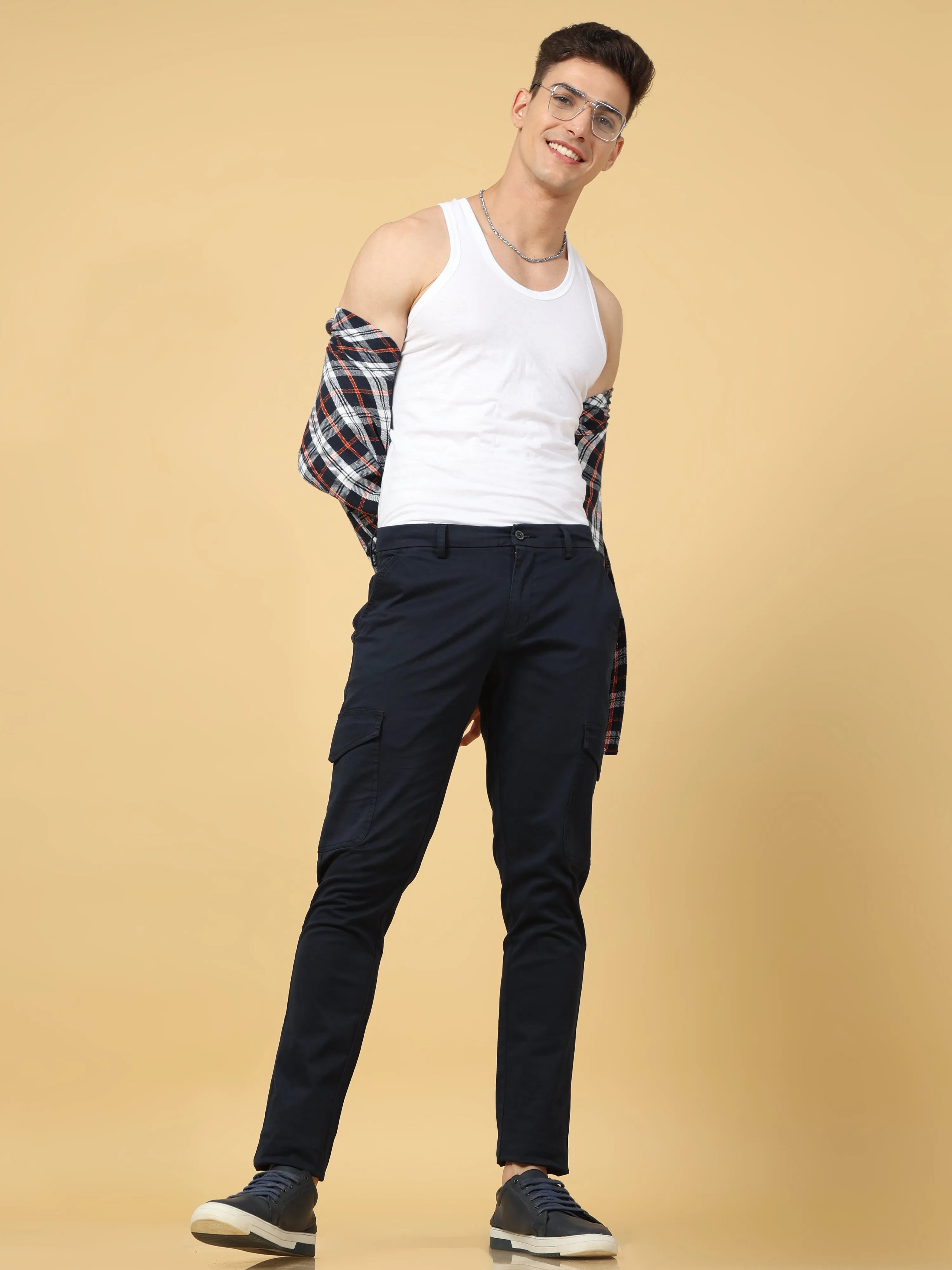 Basic Navy Slim Fit Cargo