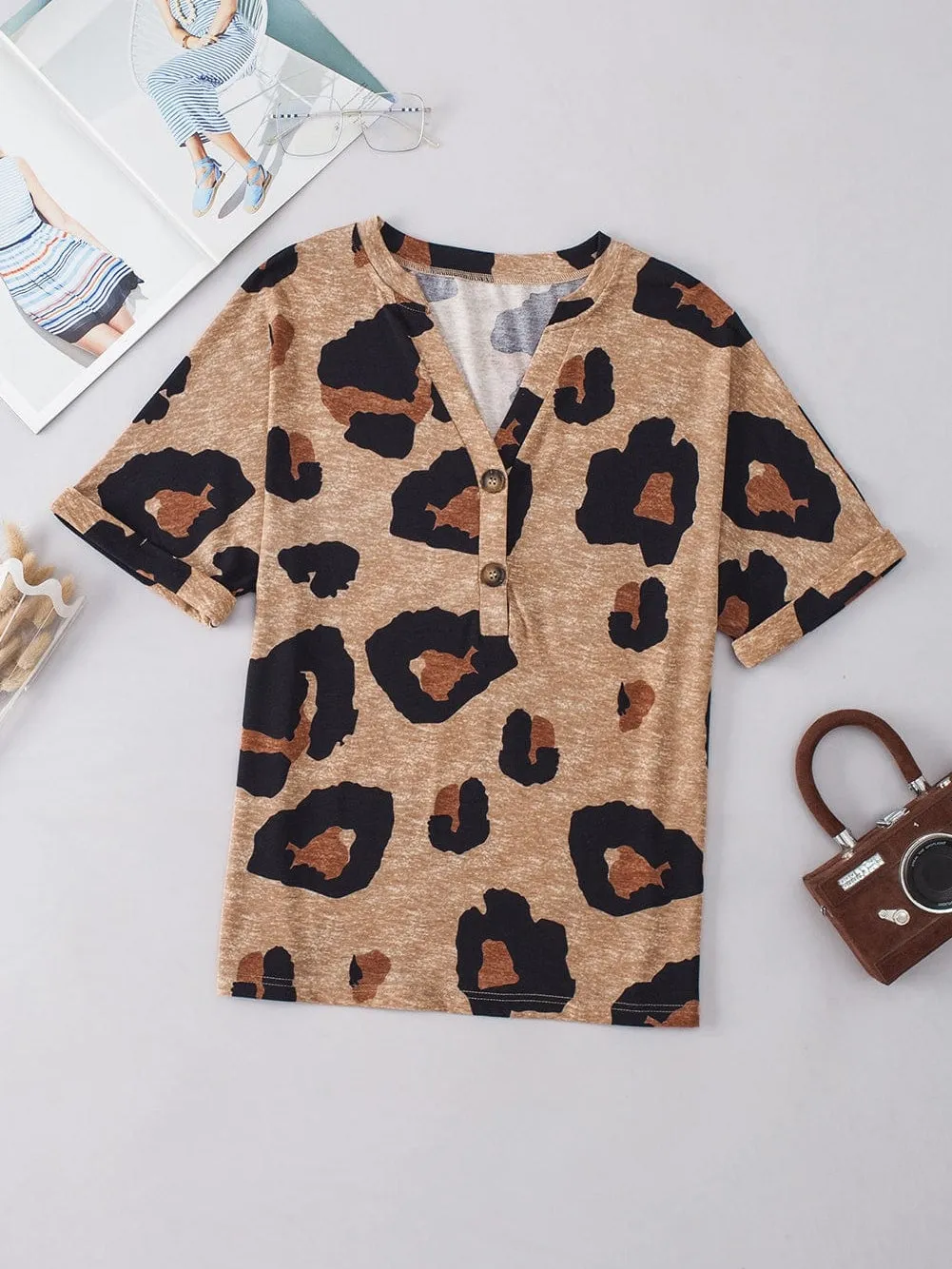 Beige Leopard Print Top