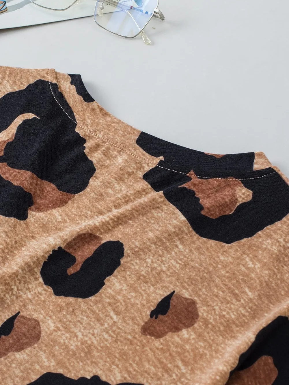 Beige Leopard Print Top
