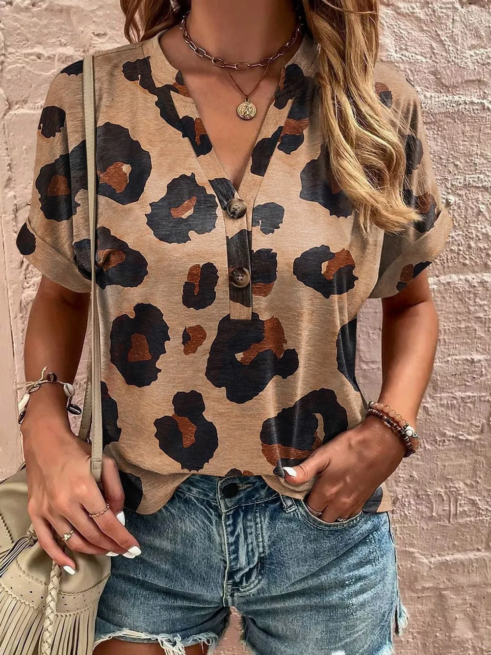 Beige Leopard Print Top