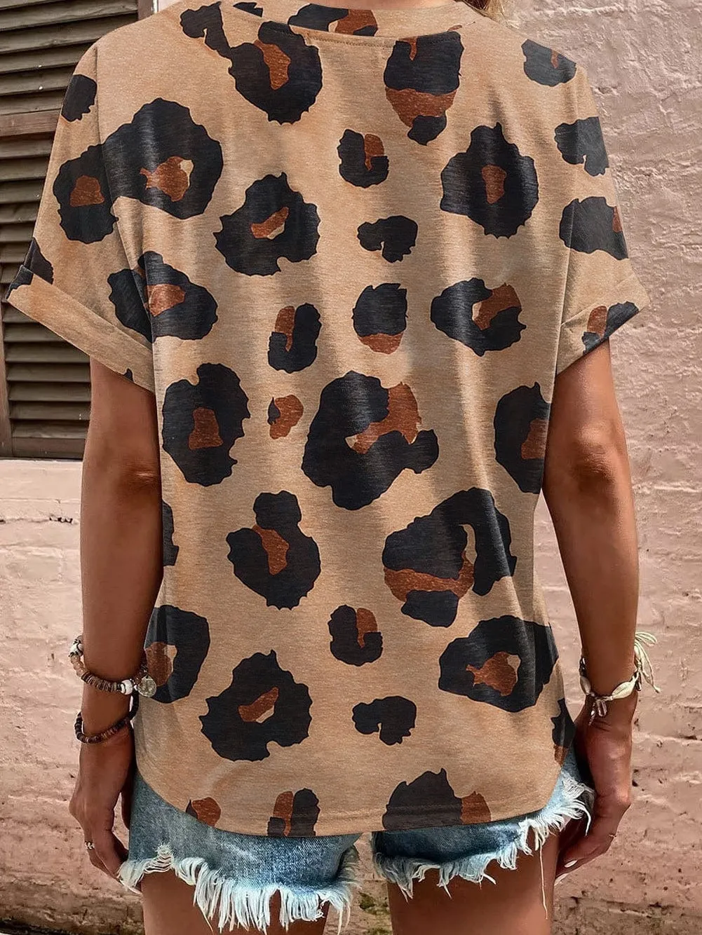 Beige Leopard Print Top
