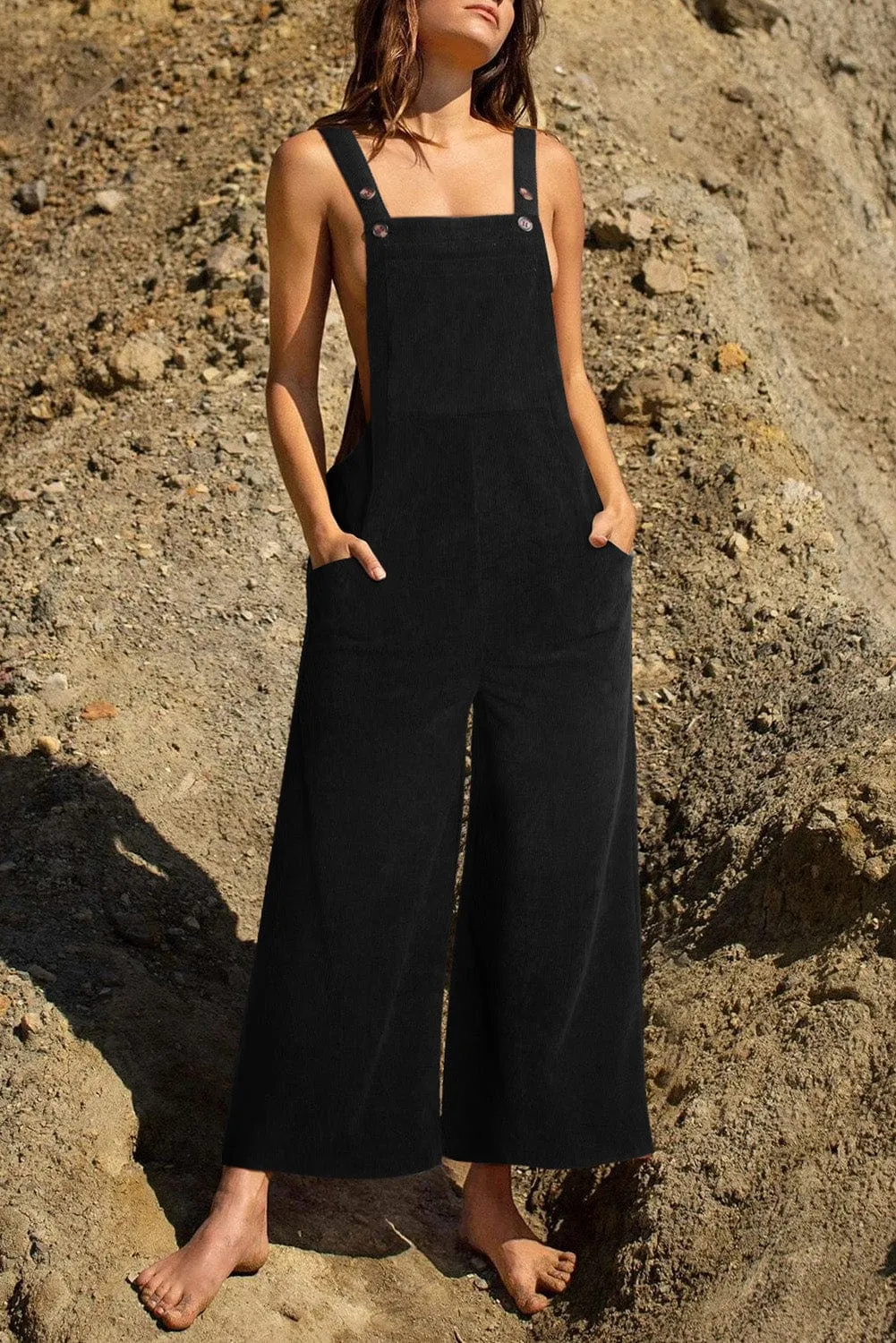Black Corduroy Jumpsuit