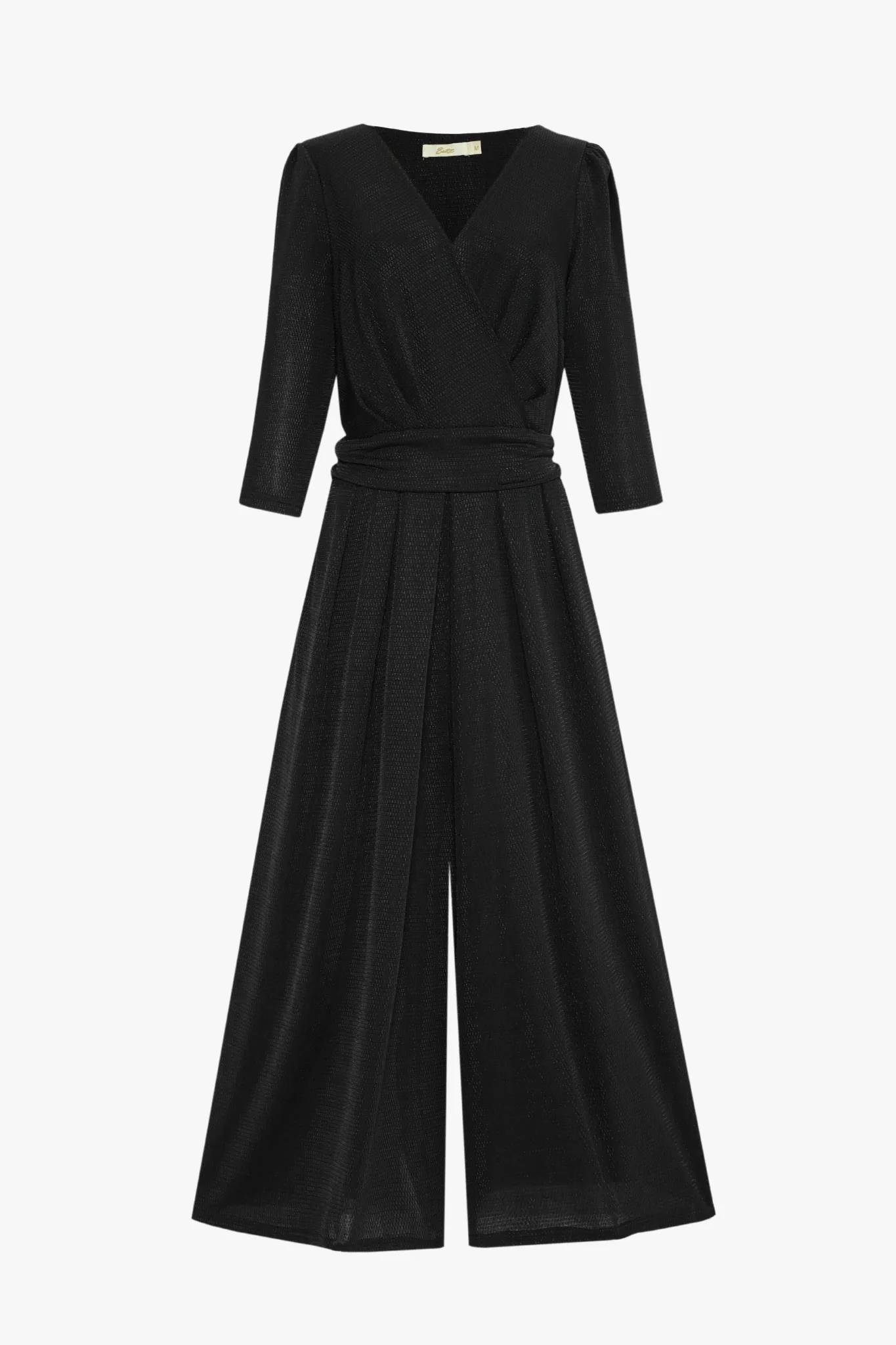 Black Glitter Retro Print Wide Leg Jumpsuit