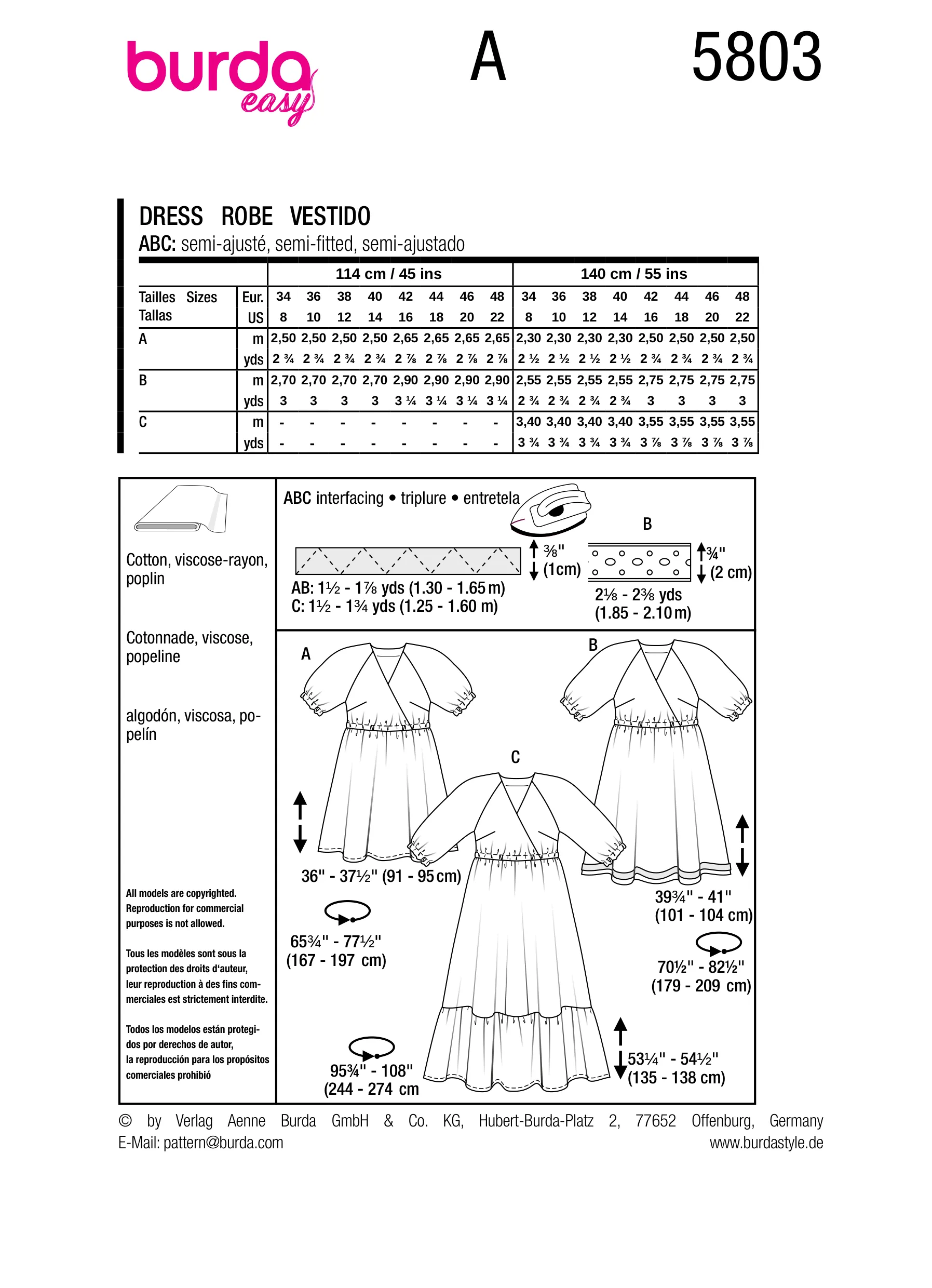Burda Pattern X05803 Misses' Dress