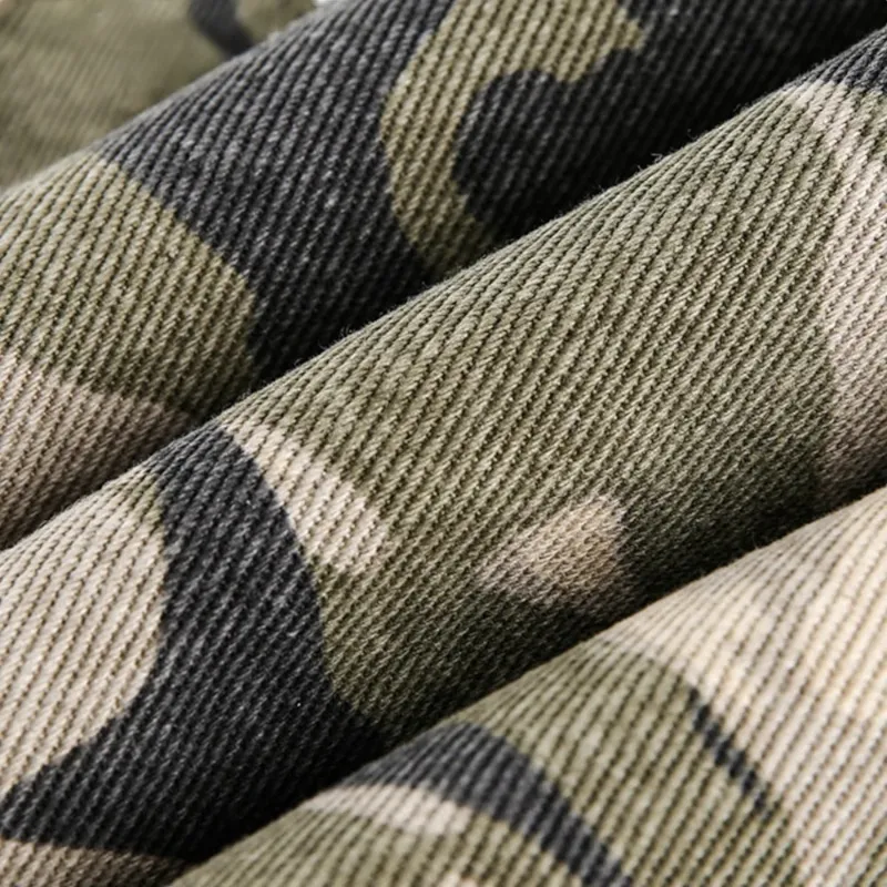 Camouflage printed cotton quilted jacket with fur trim