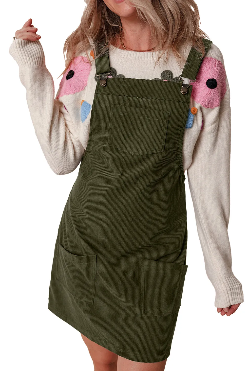 Casual Corduroy Overall Dress
