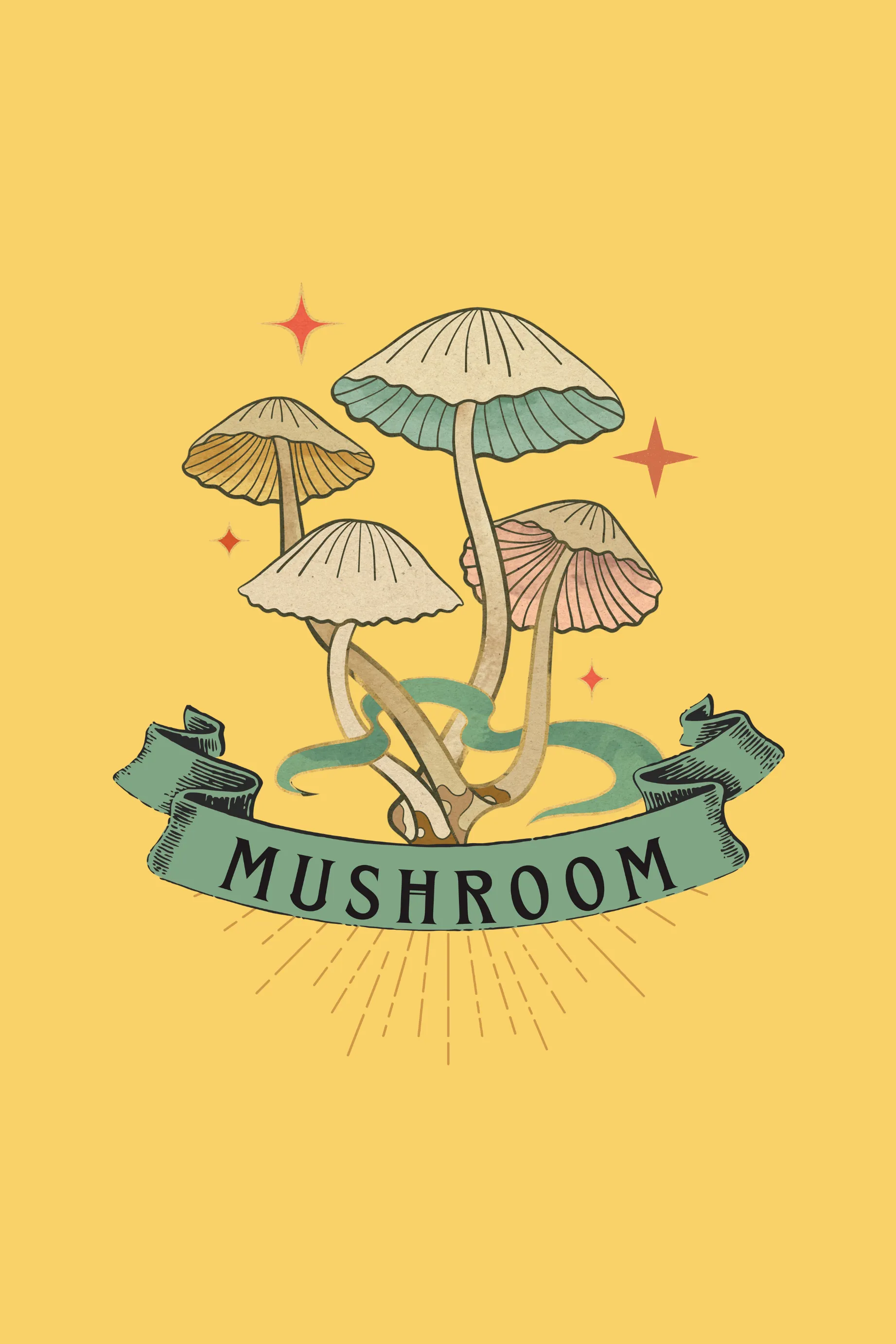 Charming Mushroom Printed Scoop Neck T-shirt for women