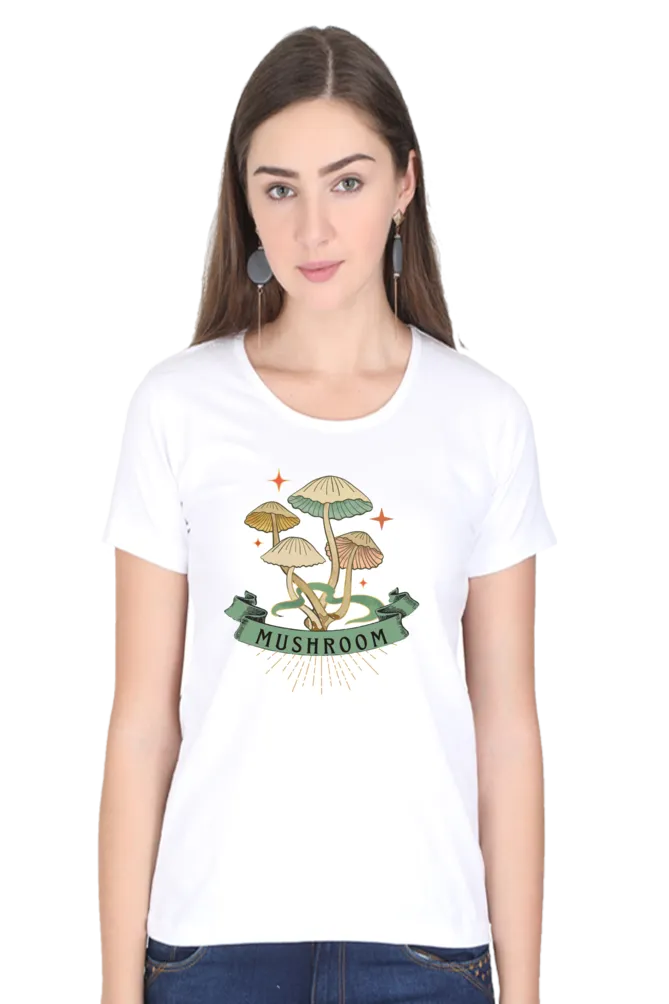 Charming Mushroom Printed Scoop Neck T-shirt for women