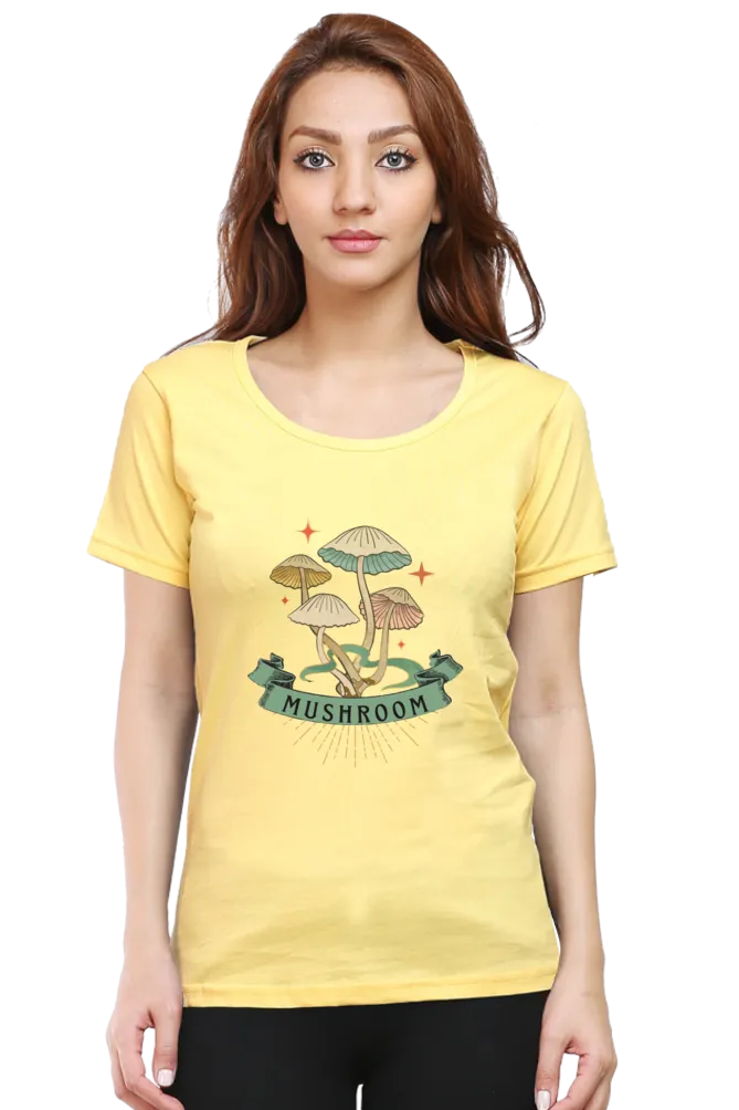 Charming Mushroom Printed Scoop Neck T-shirt for women