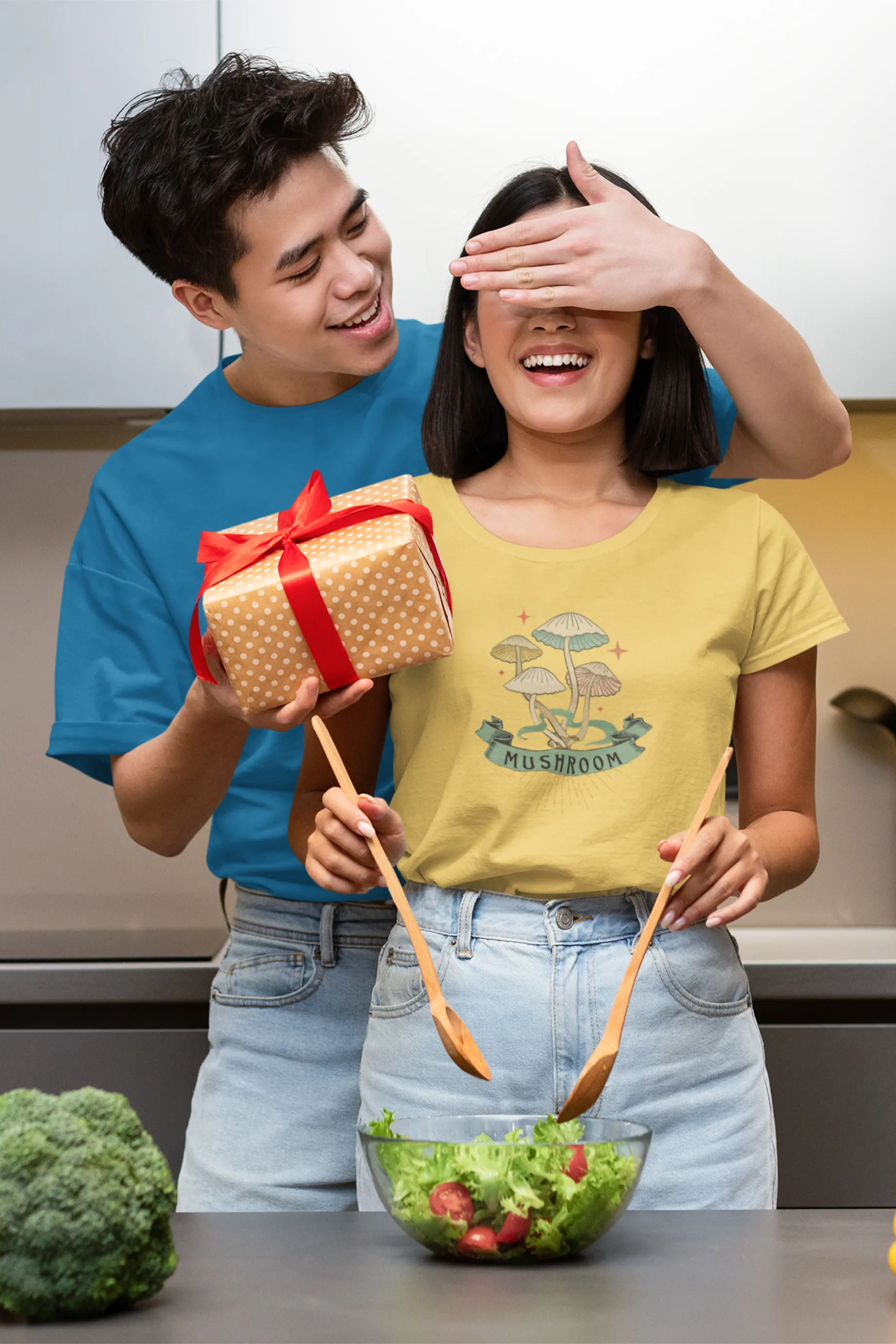 Charming Mushroom Printed Scoop Neck T-shirt for women