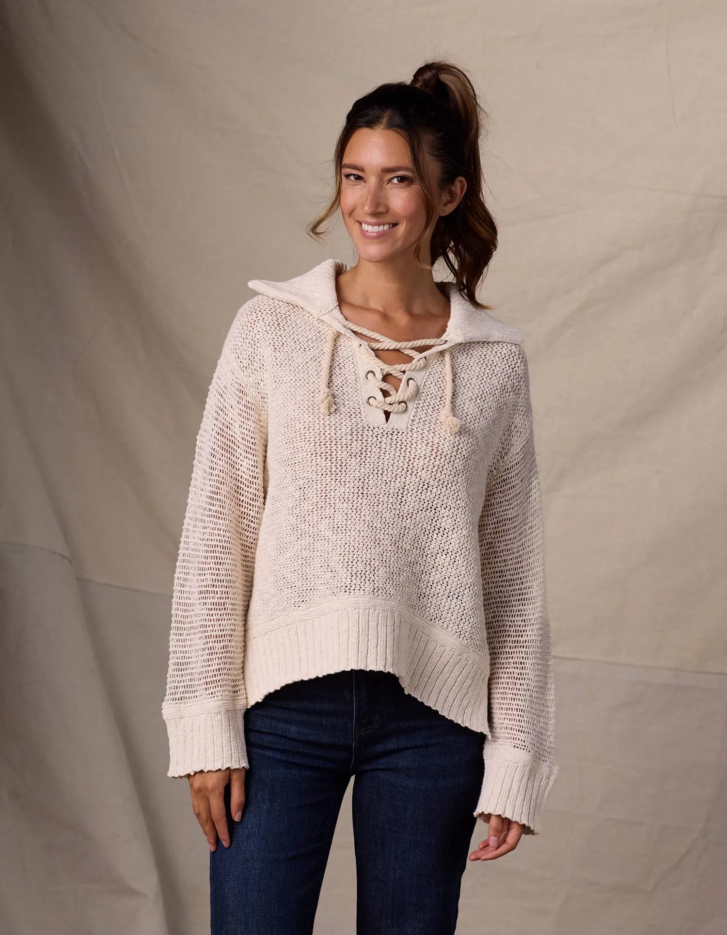 Cora Knit Popover in Cream
