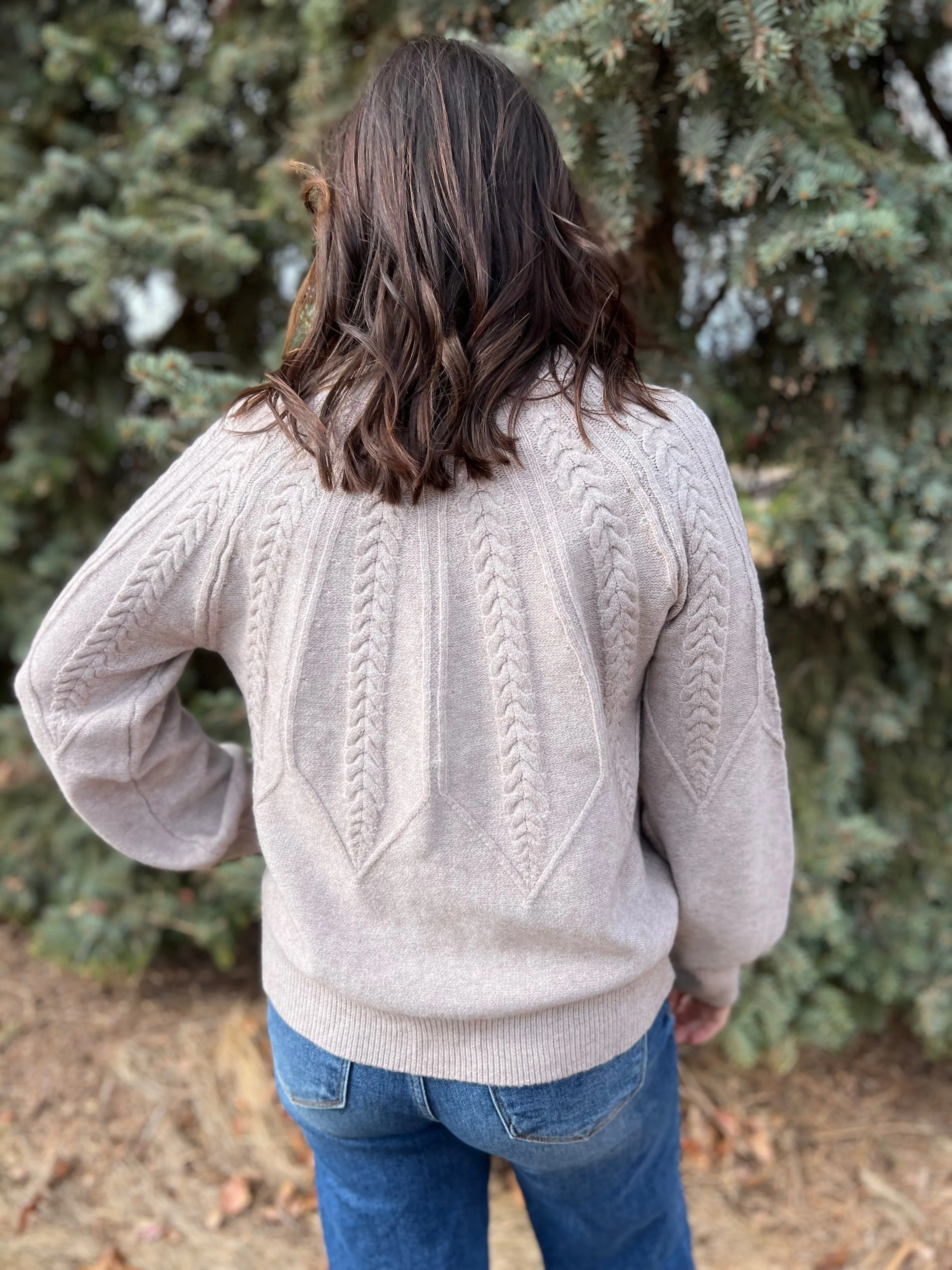 Crew Neck Cable Knit Sweater