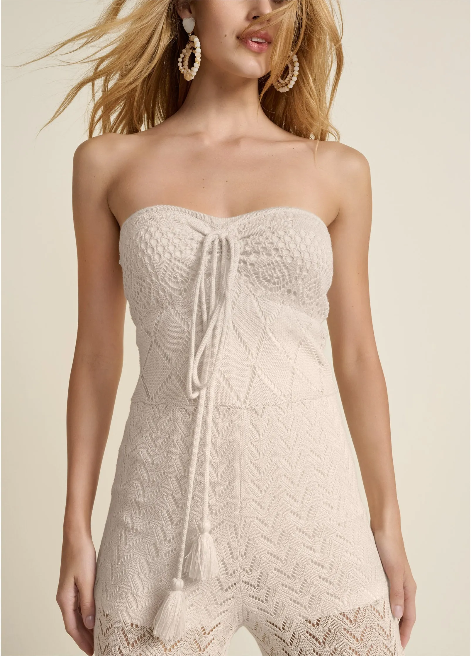 Crochet Halter Jumpsuit - Natural