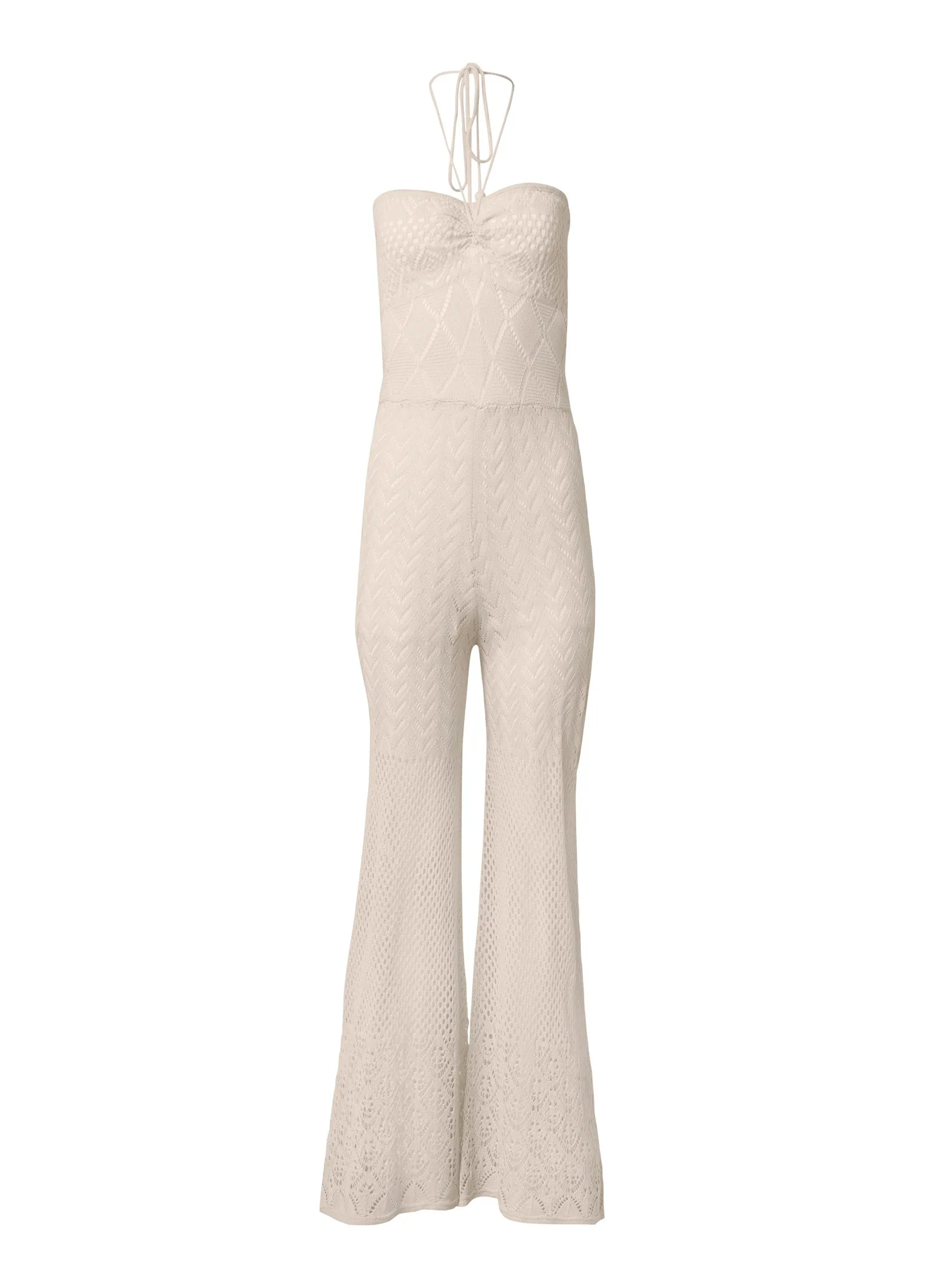 Crochet Halter Jumpsuit - Natural