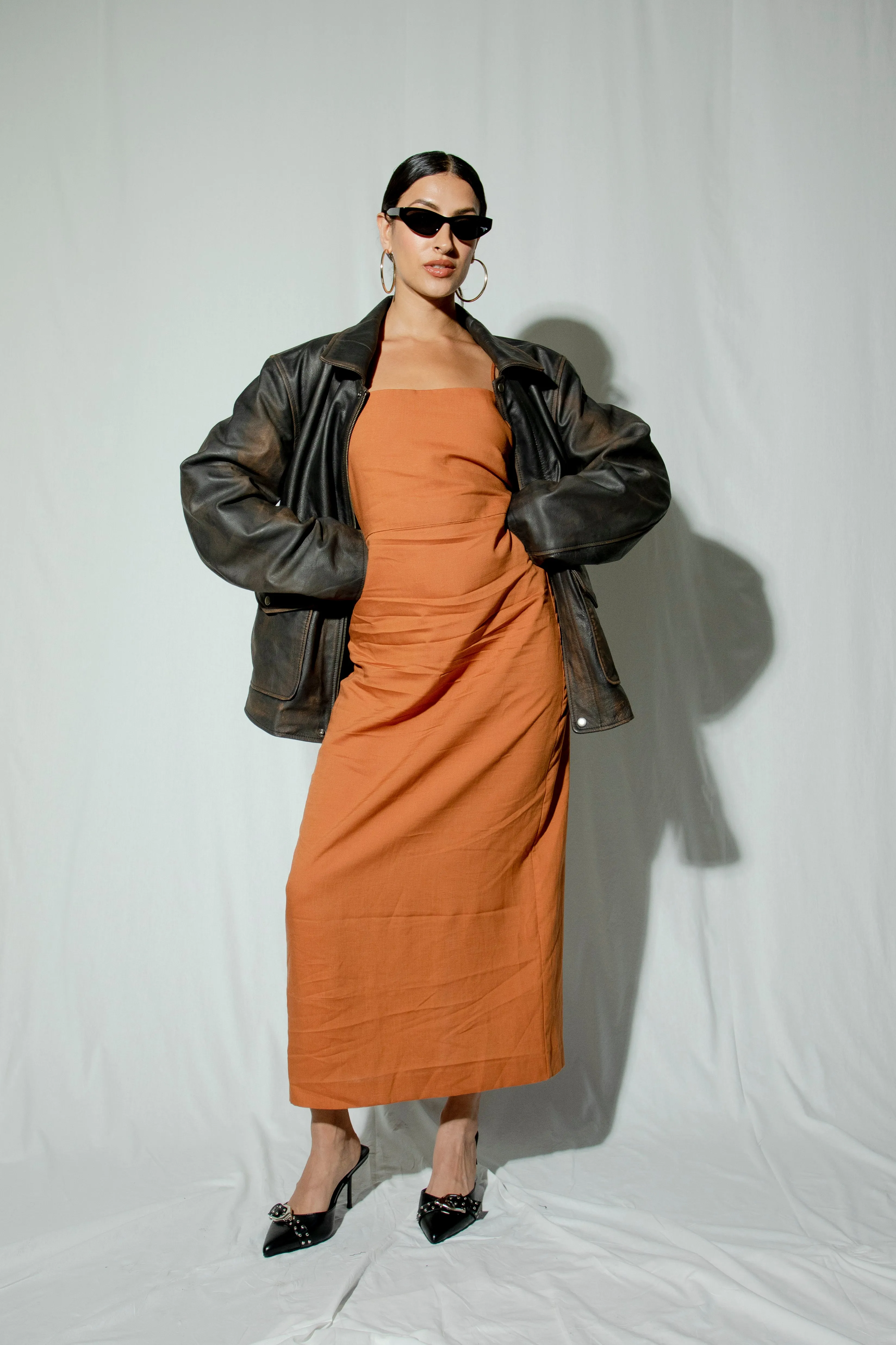 Dante Oversized Distressed Bomber Leather Jacket
