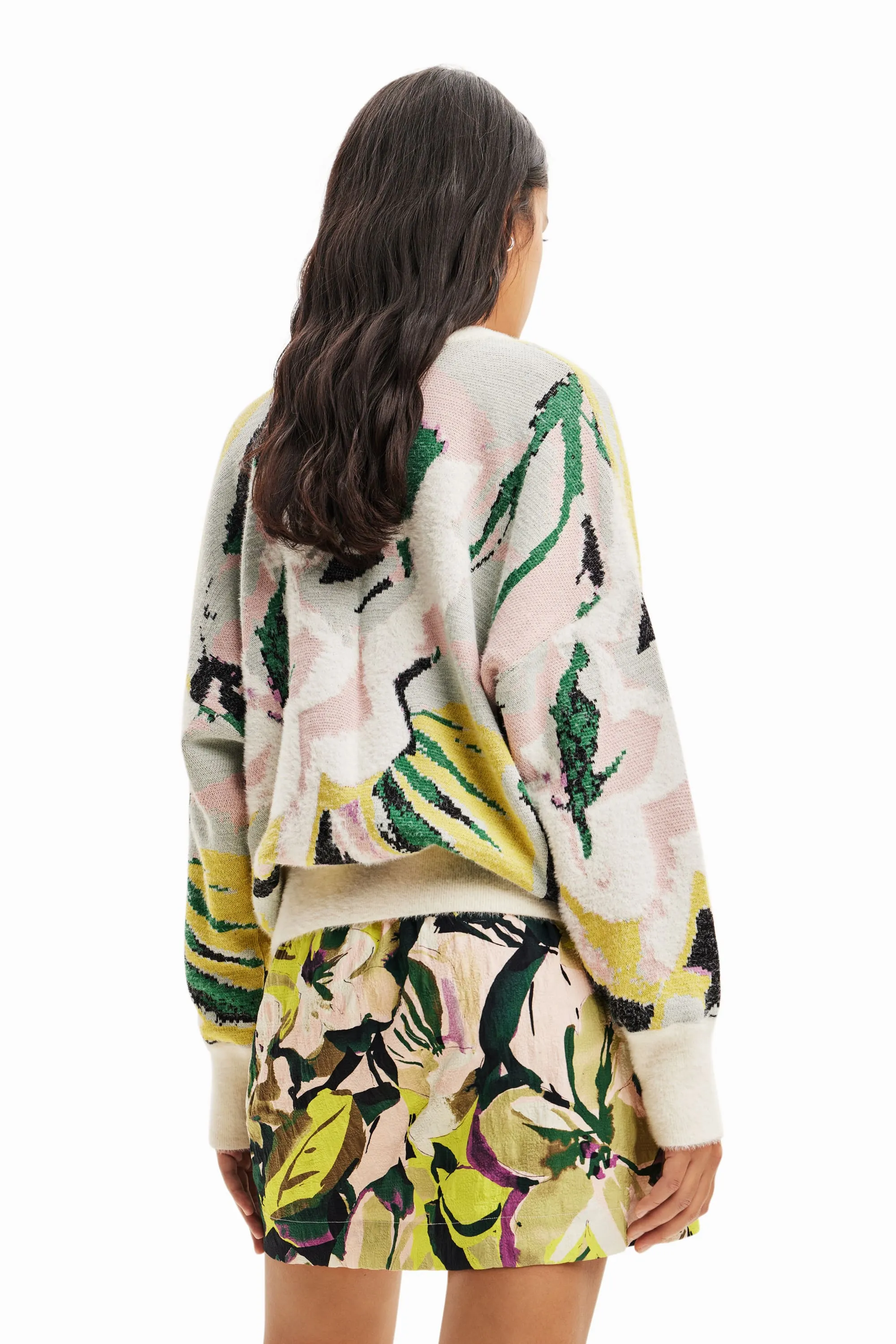 Desigual Tropi Oversized Arty Pastel Fluffy Jumper 23WWJF42