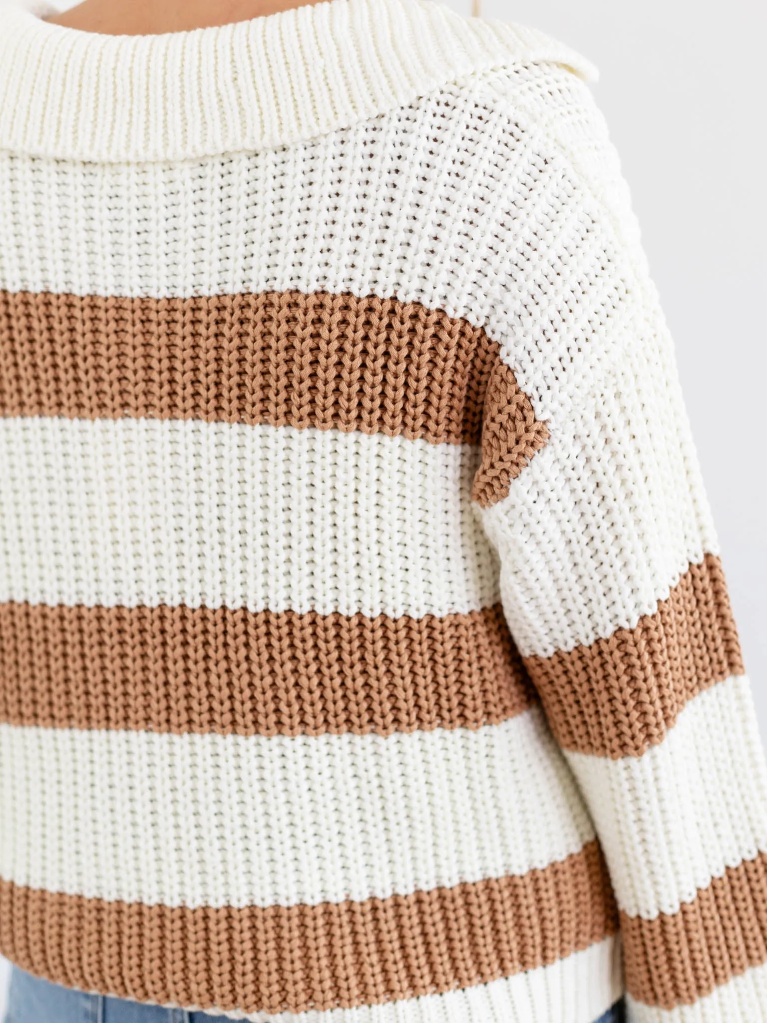 Elan V-Neck Notched Stripe Sweater