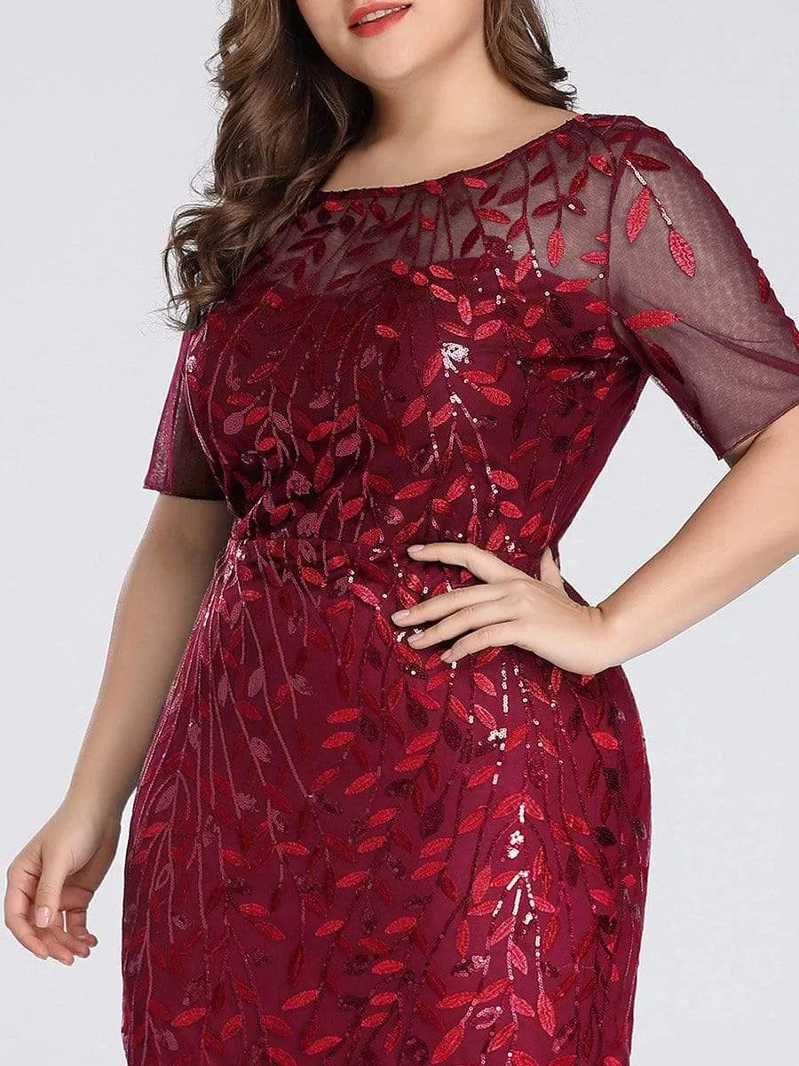 Floral Sequin Print Maxi Long Plus Size Mermaid Tulle Dresses