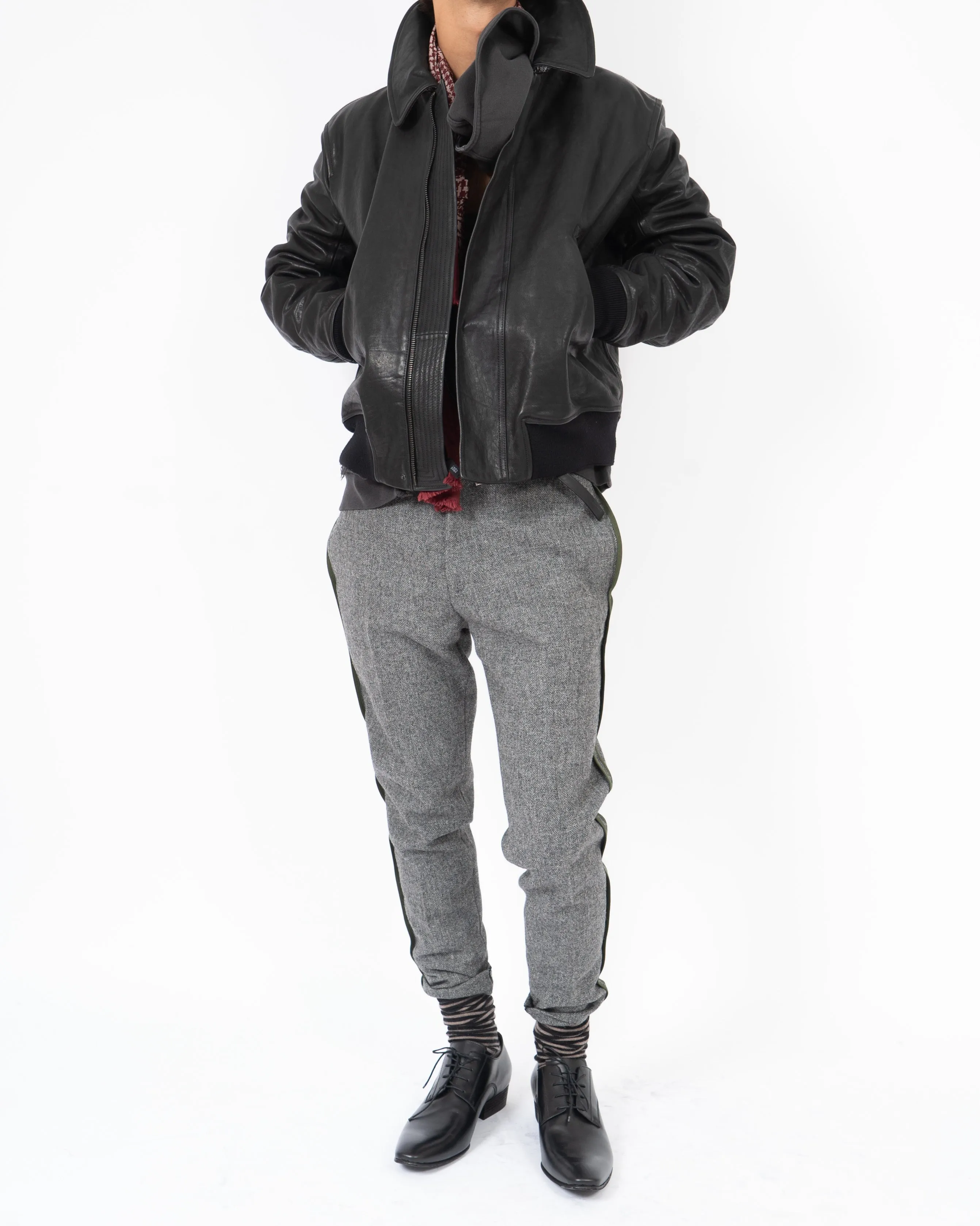 FW14 Crocodile Collar Leather Bomber