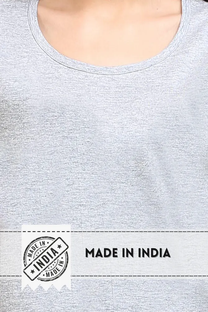 Grey Melange Scoop Neck T-shirt for women