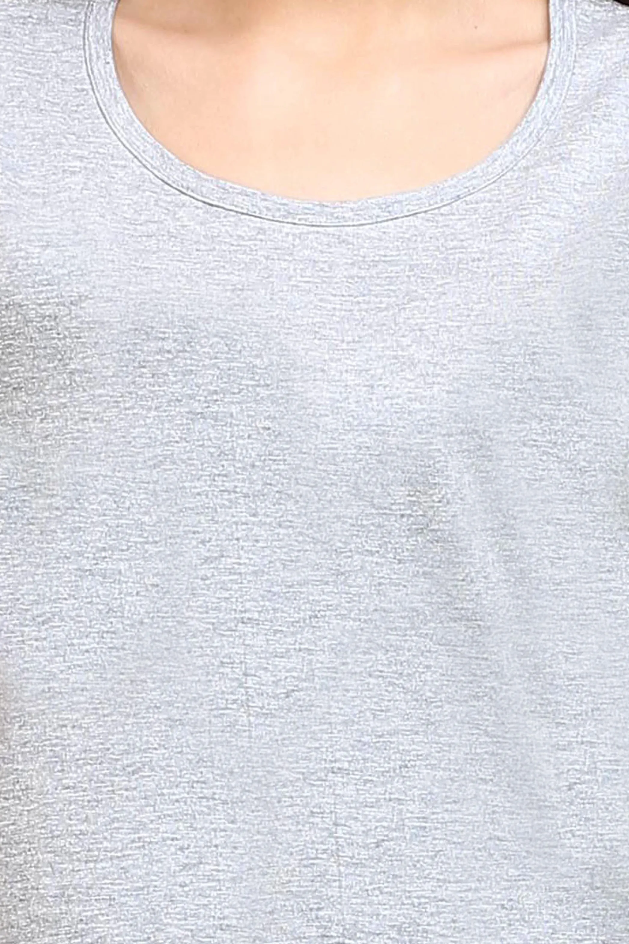 Grey Melange Scoop Neck T-shirt for women
