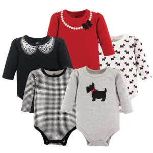 Hudson Baby Cotton Long-Sleeve Bodysuits, Scottie Dog