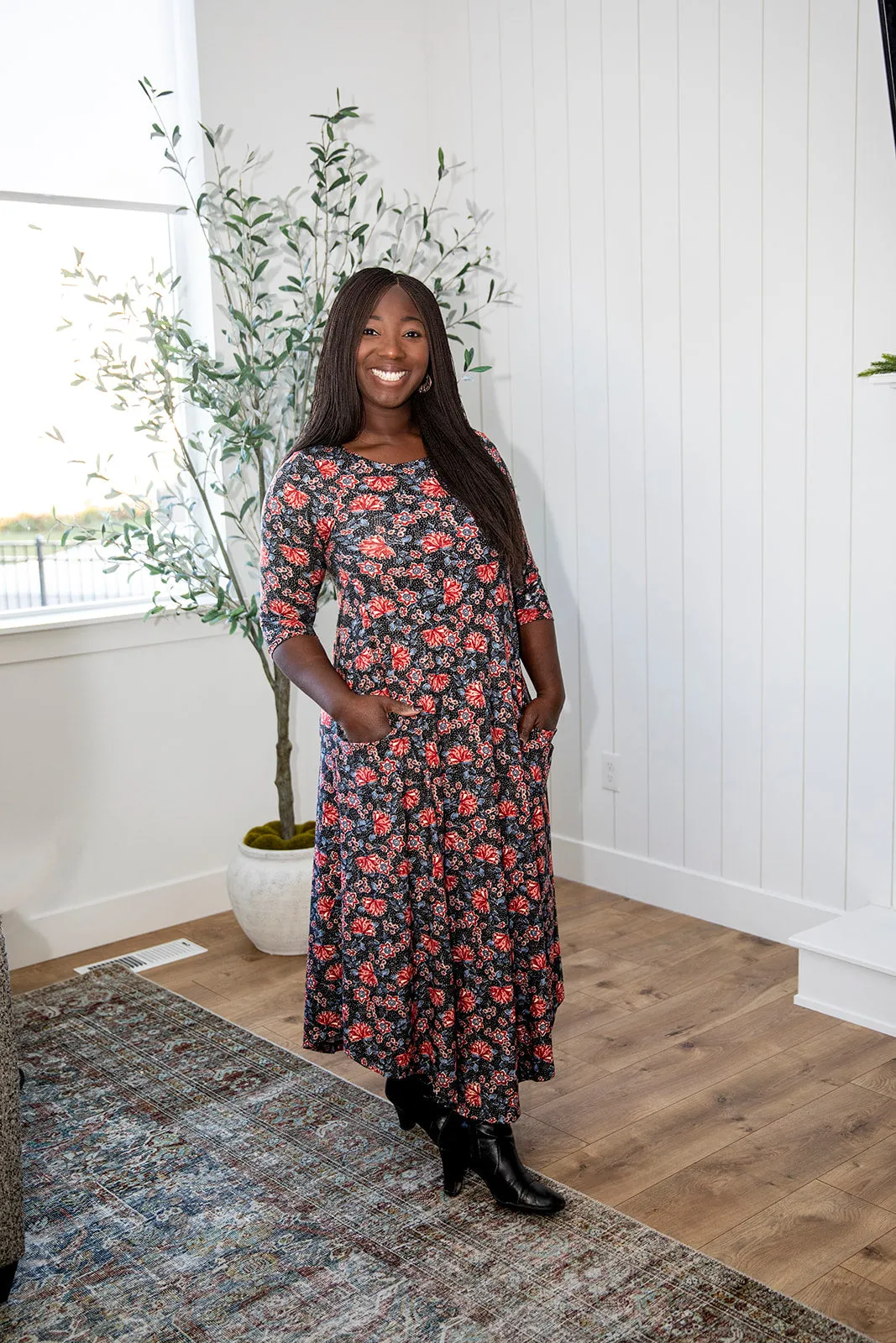 Jessi Dress Red Floral Dot