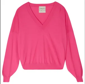 JUMPER1234 FINE GAUGE BOXY VEE NECK -  PARADISE