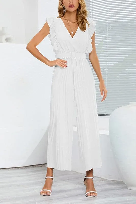 JZ698 Wrap Front Belted Jumpsuit
