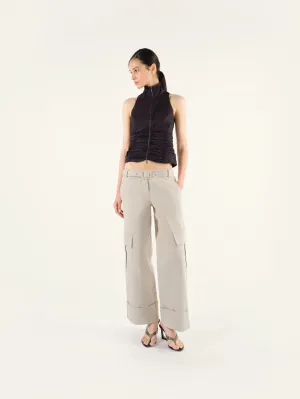 LETO - Wide-leg cargo pants with detachable belt