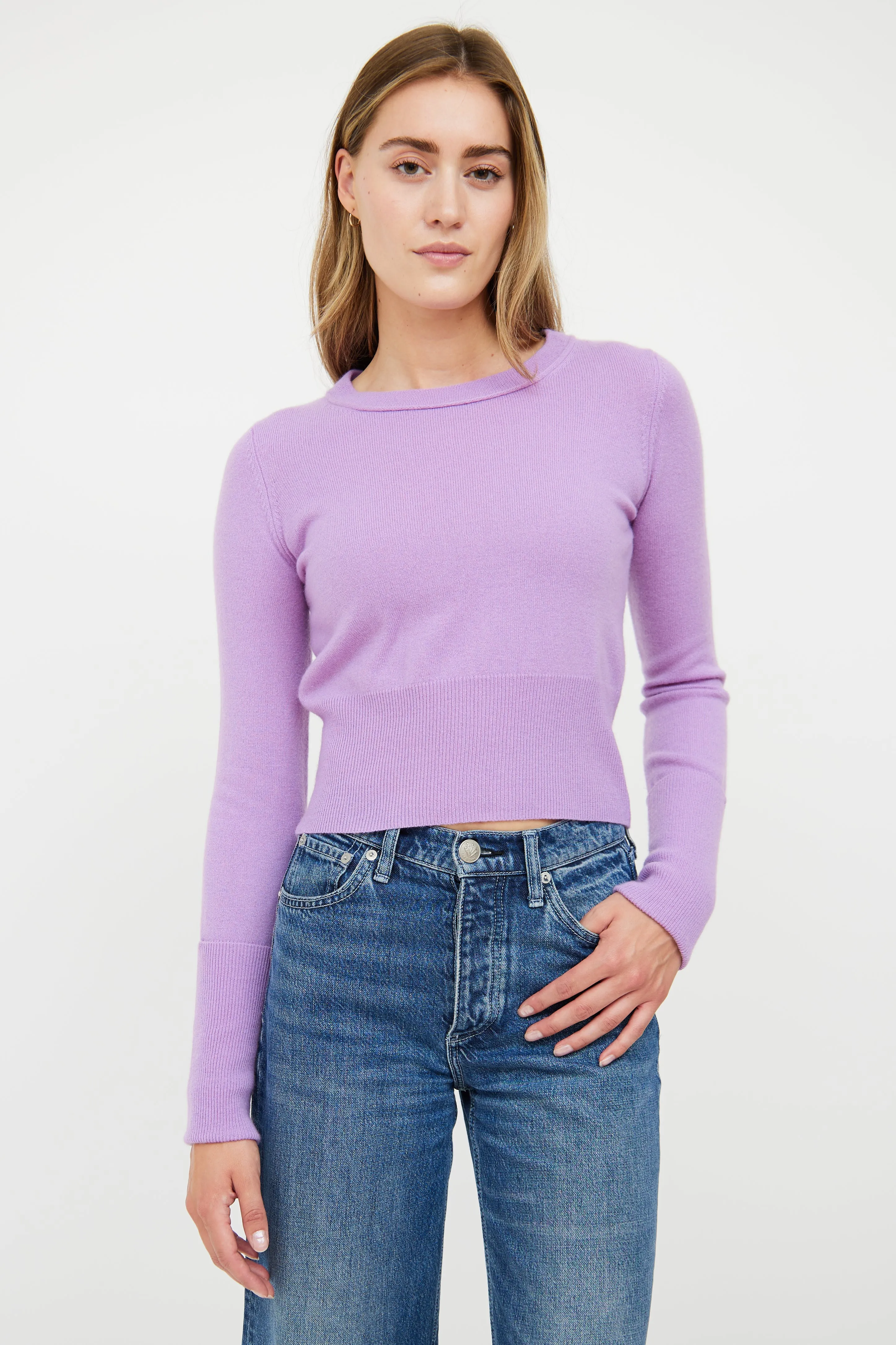 Lilac Purple Cashmere Knit Sweater