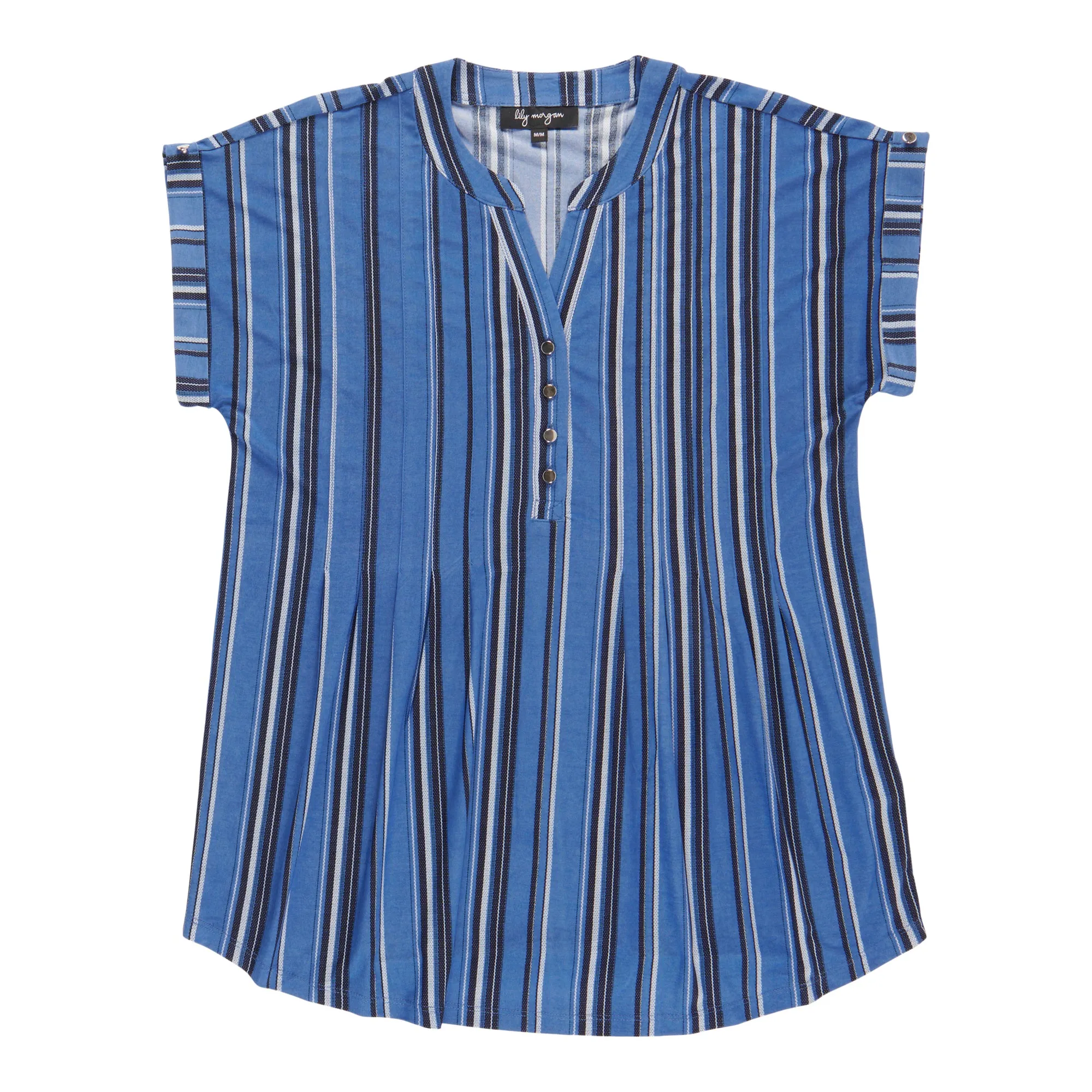 lily morgan Women's Pleated Printed V-Neck Blouse