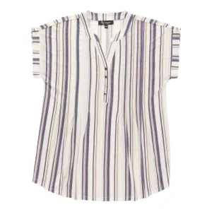 lily morgan Women's Pleated Printed V-Neck Blouse