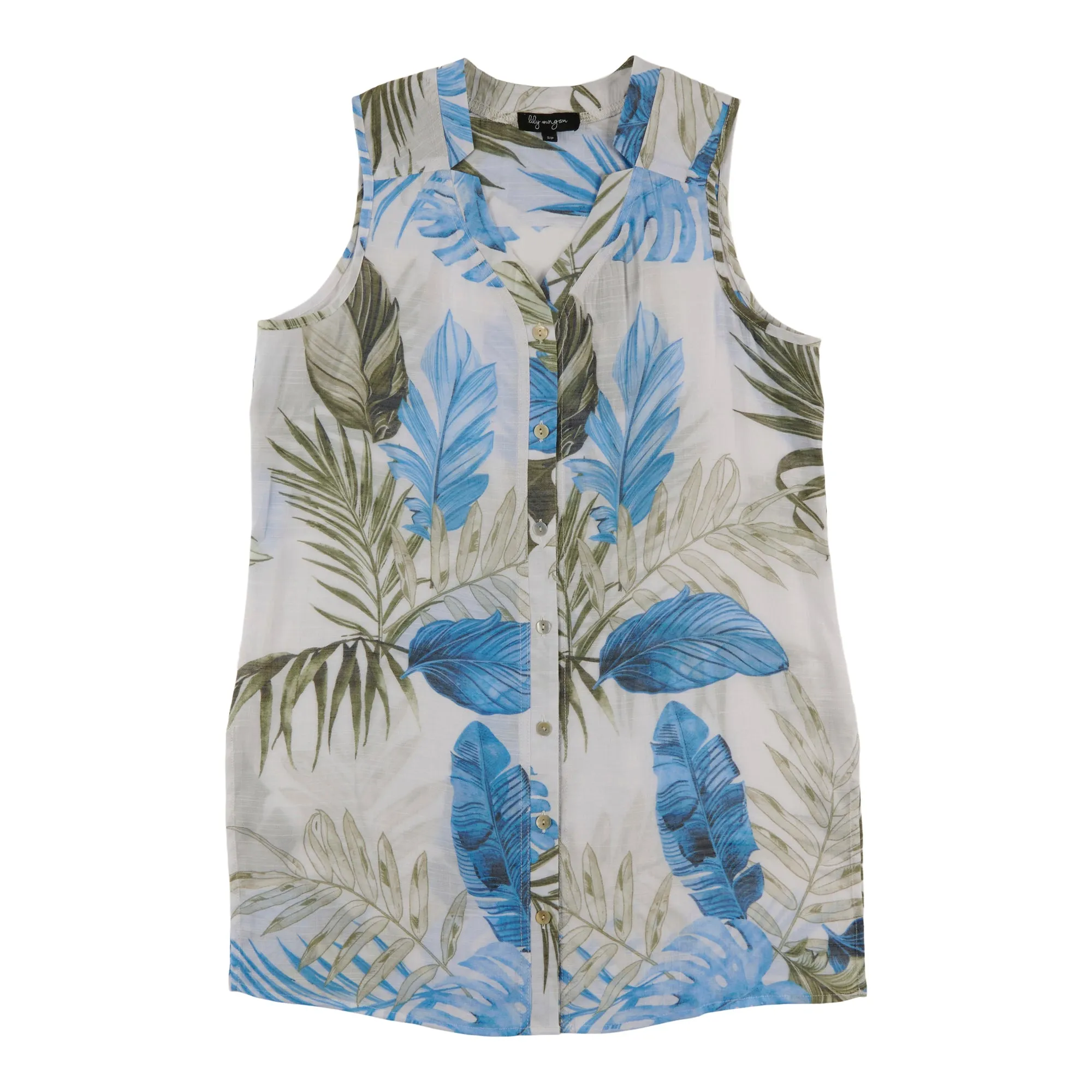 lily morgan Women's Printed V-Neck Sleeveless Blouse