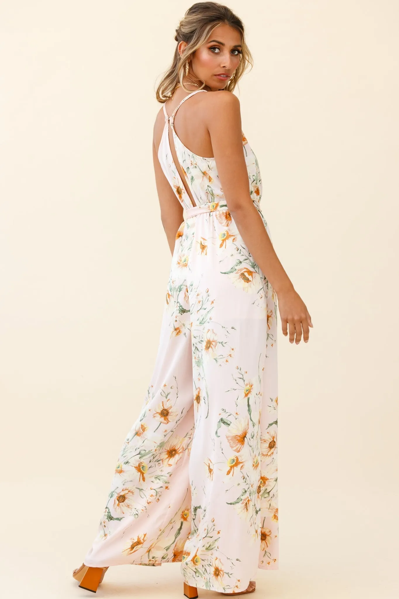 Miso Wide-Leg Cami Jumpsuit Poppy Print Pink