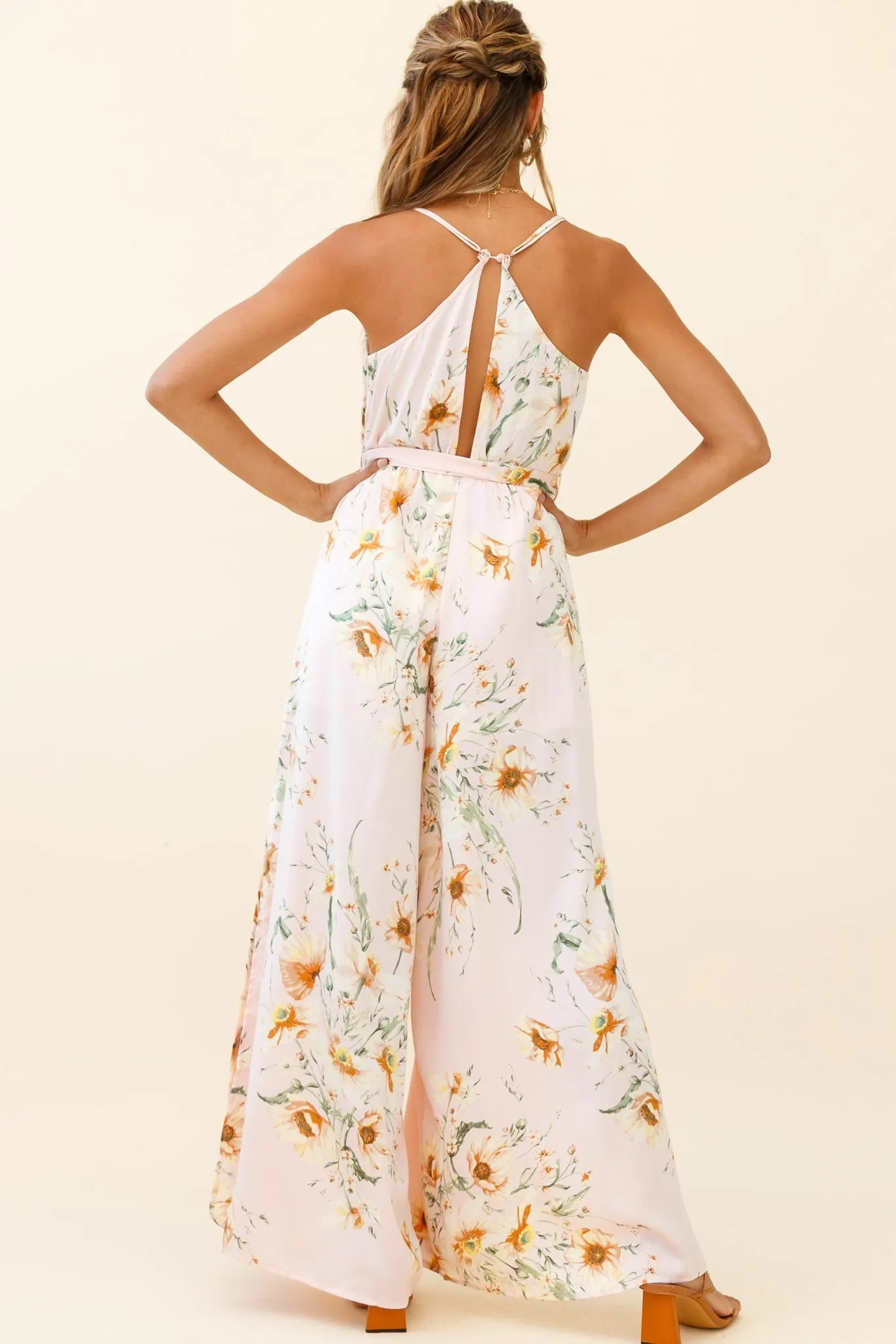 Miso Wide-Leg Cami Jumpsuit Poppy Print Pink