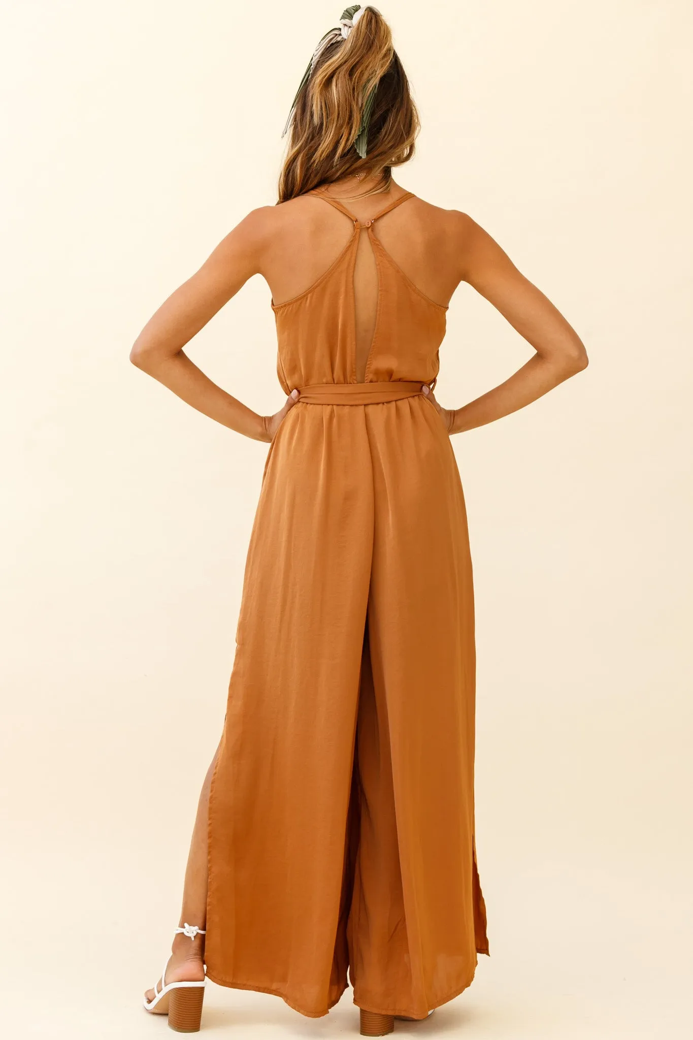 Miso Wide-Leg Cami Jumpsuit Tan
