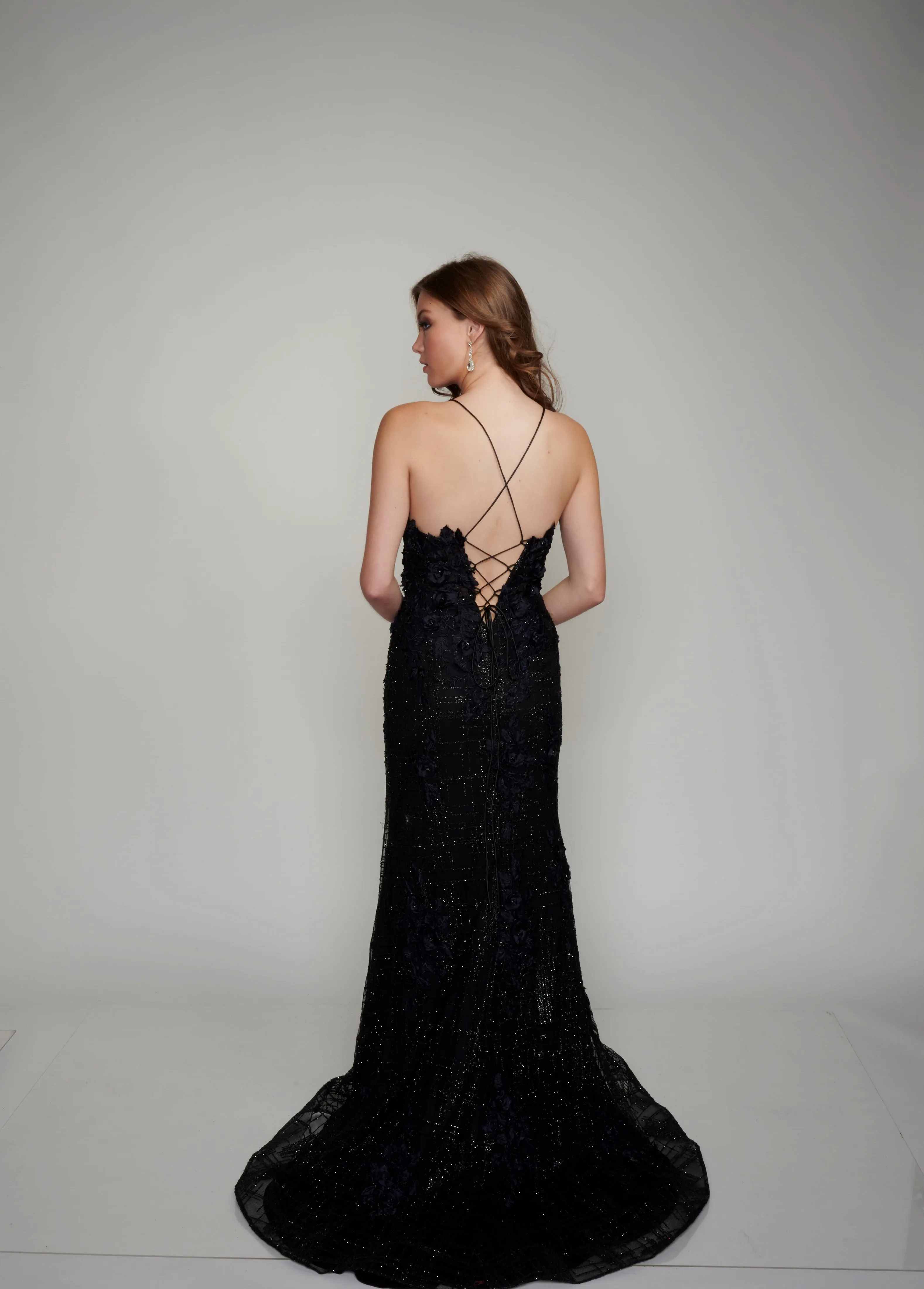 Nina Canacci 5209 Size 6, 10 Long Glitter Lace Formal Prom Dress Pageant Gown Backless Corset