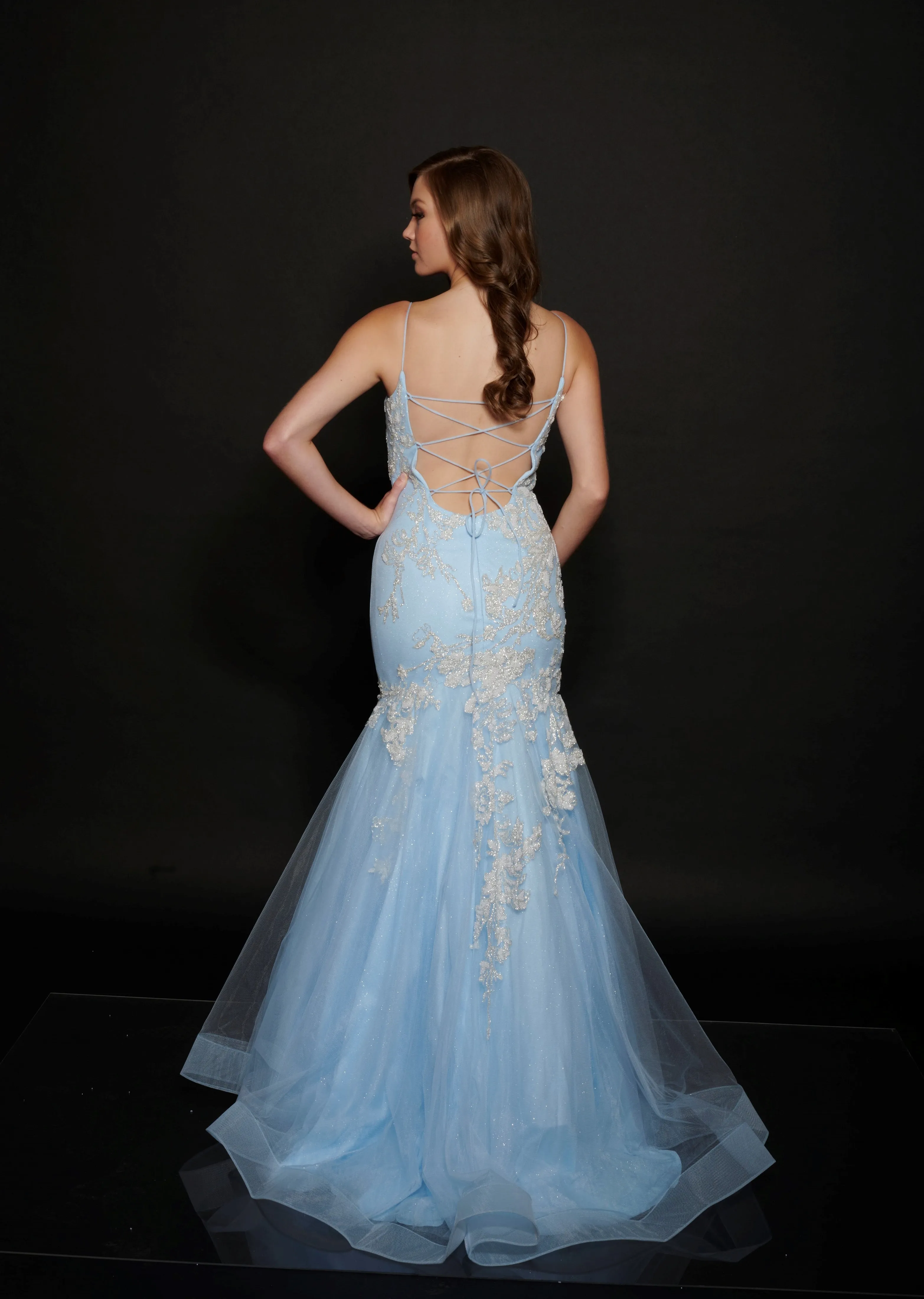 Nina Canacci 9120 Size 6 Long Shimmer Lace Mermaid Prom Dress Pageant Gown Backless Corset