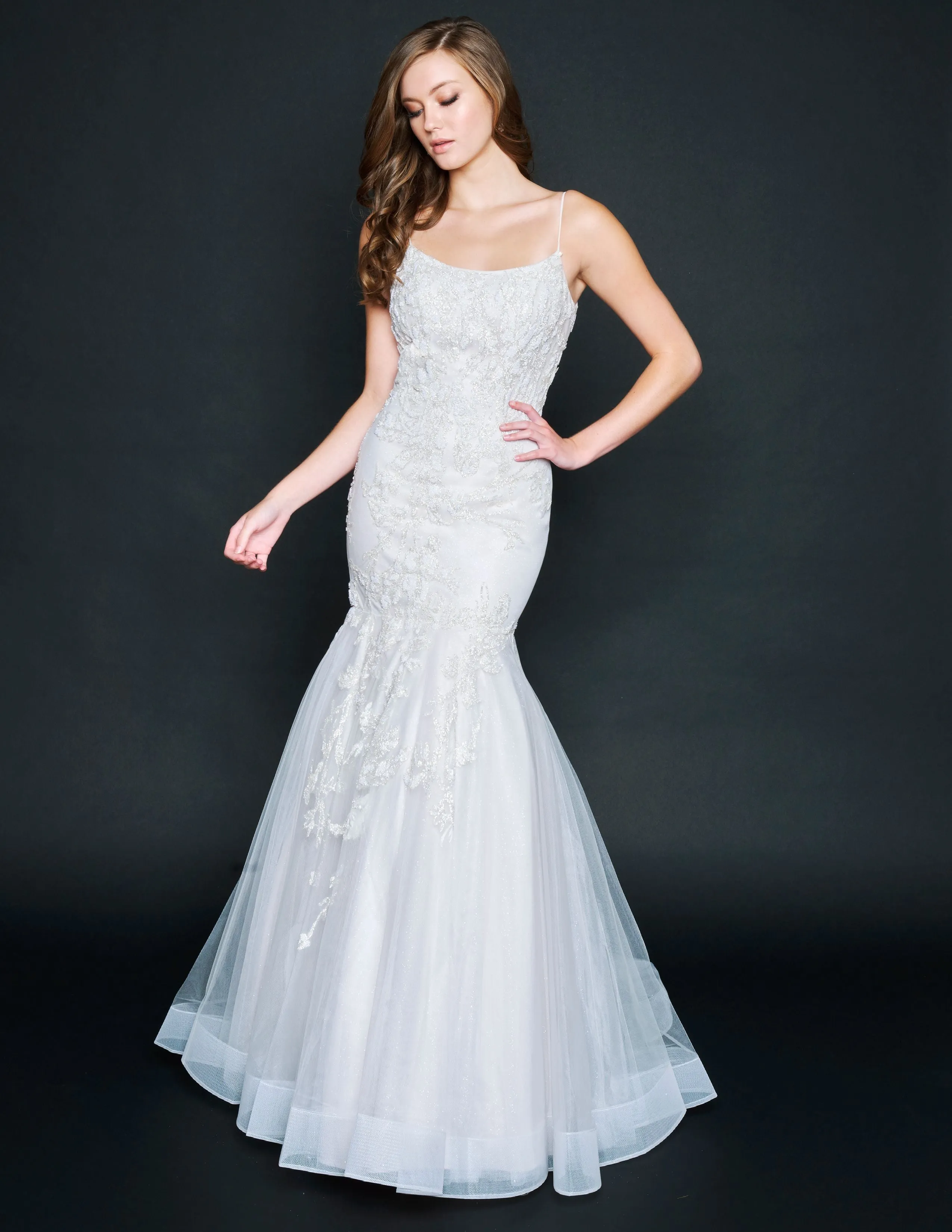 Nina Canacci 9120 Size 6 Long Shimmer Lace Mermaid Prom Dress Pageant Gown Backless Corset