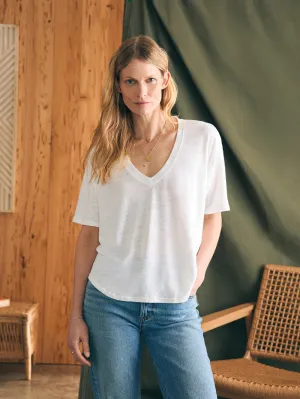 Oceanside Linen V Neck Tee